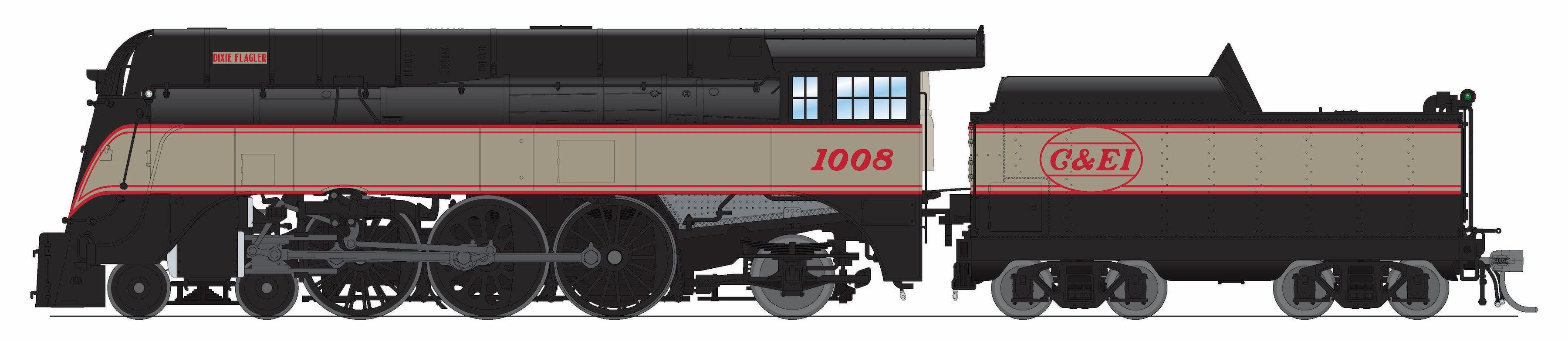 9555 C&NW 4-6-2, C&EI #1008, "Dixie Flagler" Passenger Scheme, No-Sound / DCC-Ready, HO (Fantasy Paint Scheme)