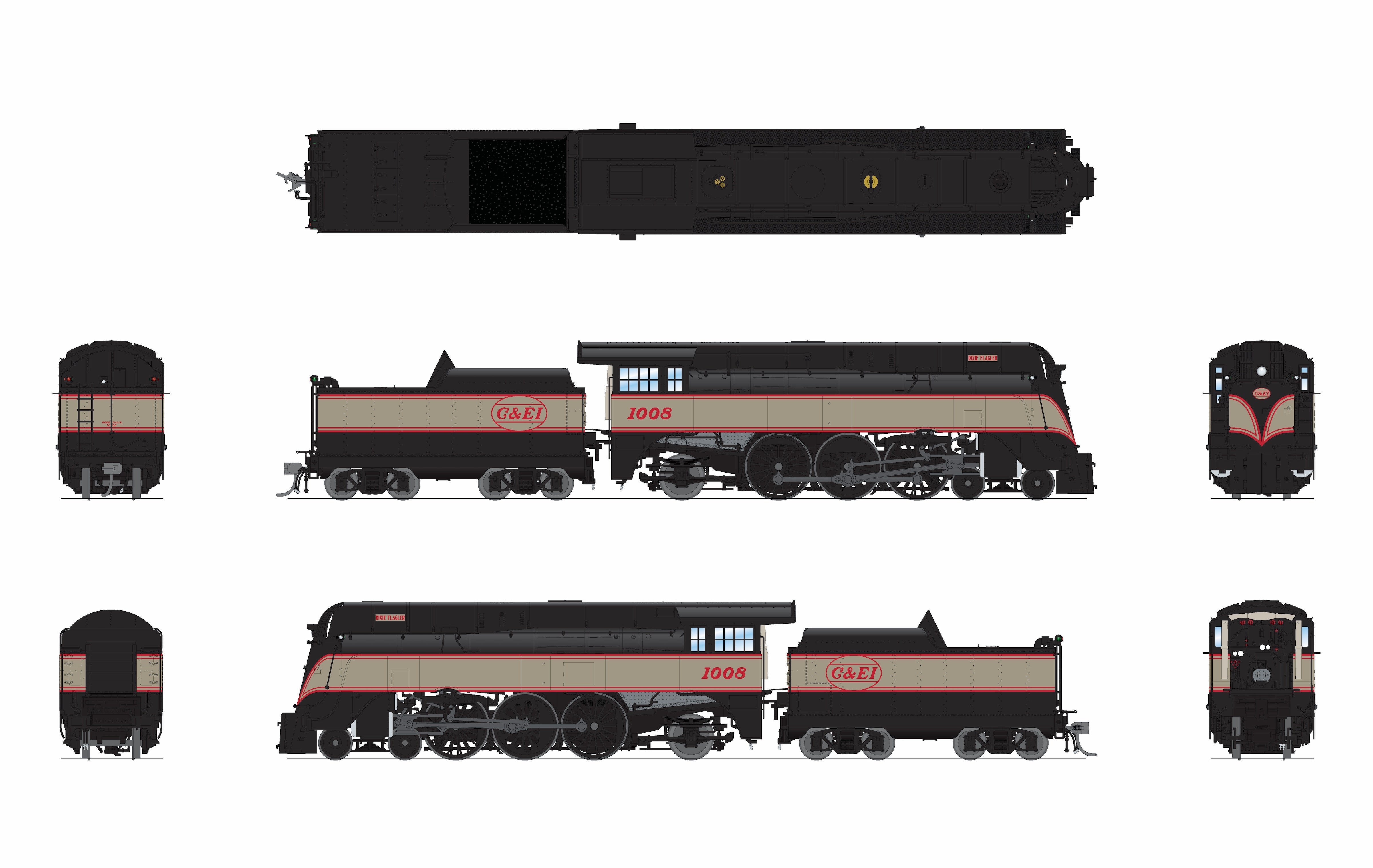 9555 C&NW 4-6-2, C&EI #1008, "Dixie Flagler" Passenger Scheme, No-Sound / DCC-Ready, HO (Fantasy Paint Scheme)