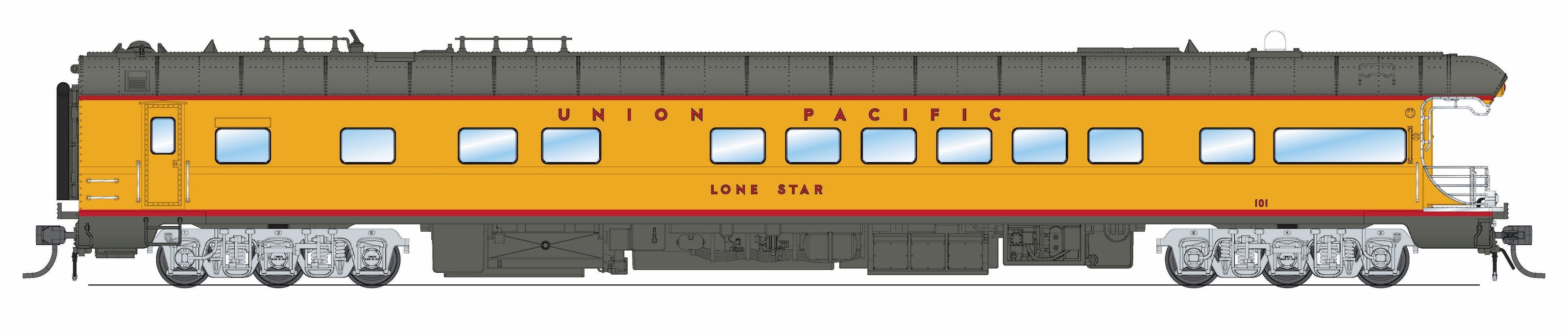 9590 Union Pacific Business Car, UP #101 "Lone Star", 2001-2017 Appearance, UP Shield on Rear, HO