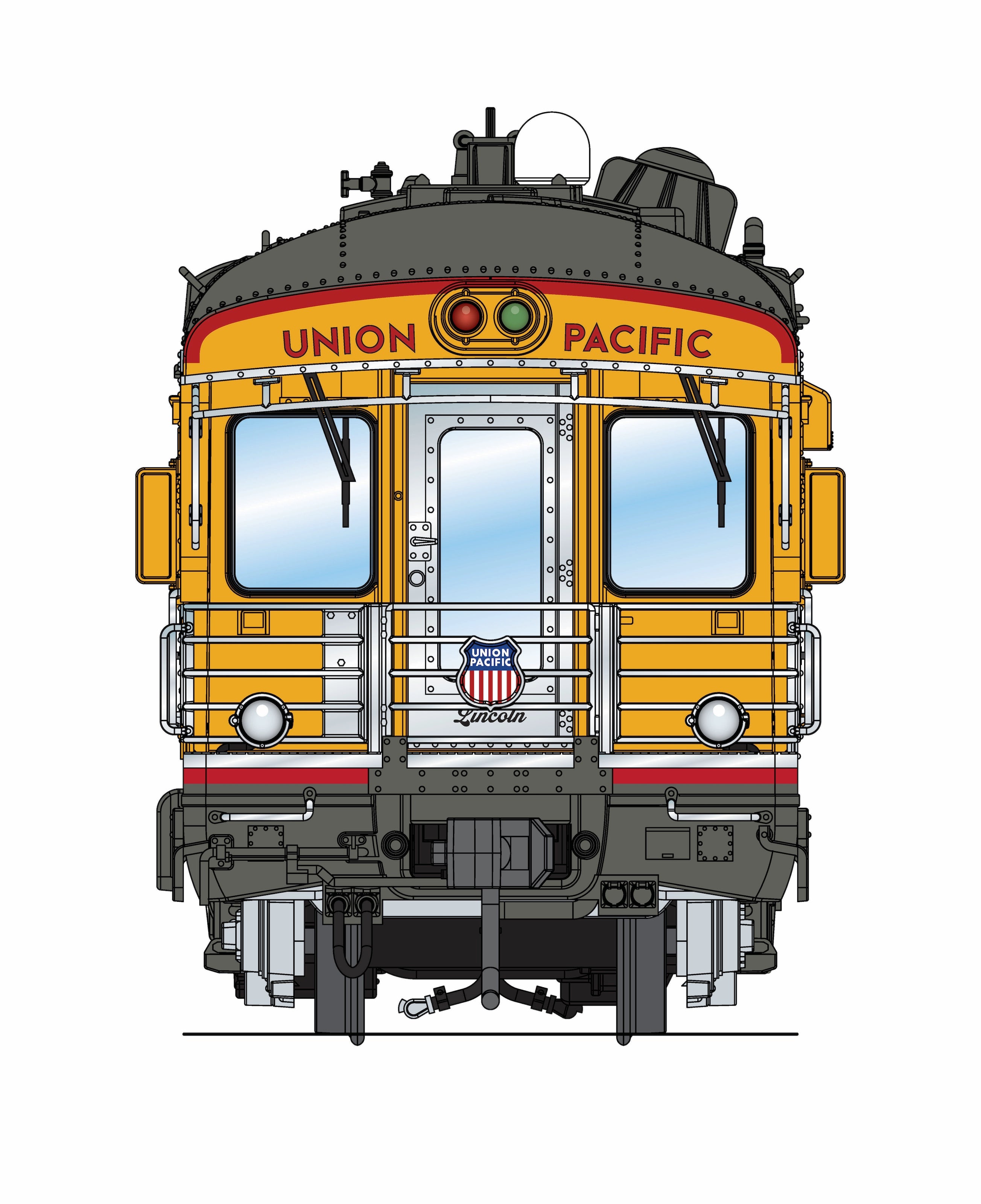 9591 Union Pacific Business Car, UP #101 "Lincoln", 2020-Present Appearance, UP Shield on Rear, HO