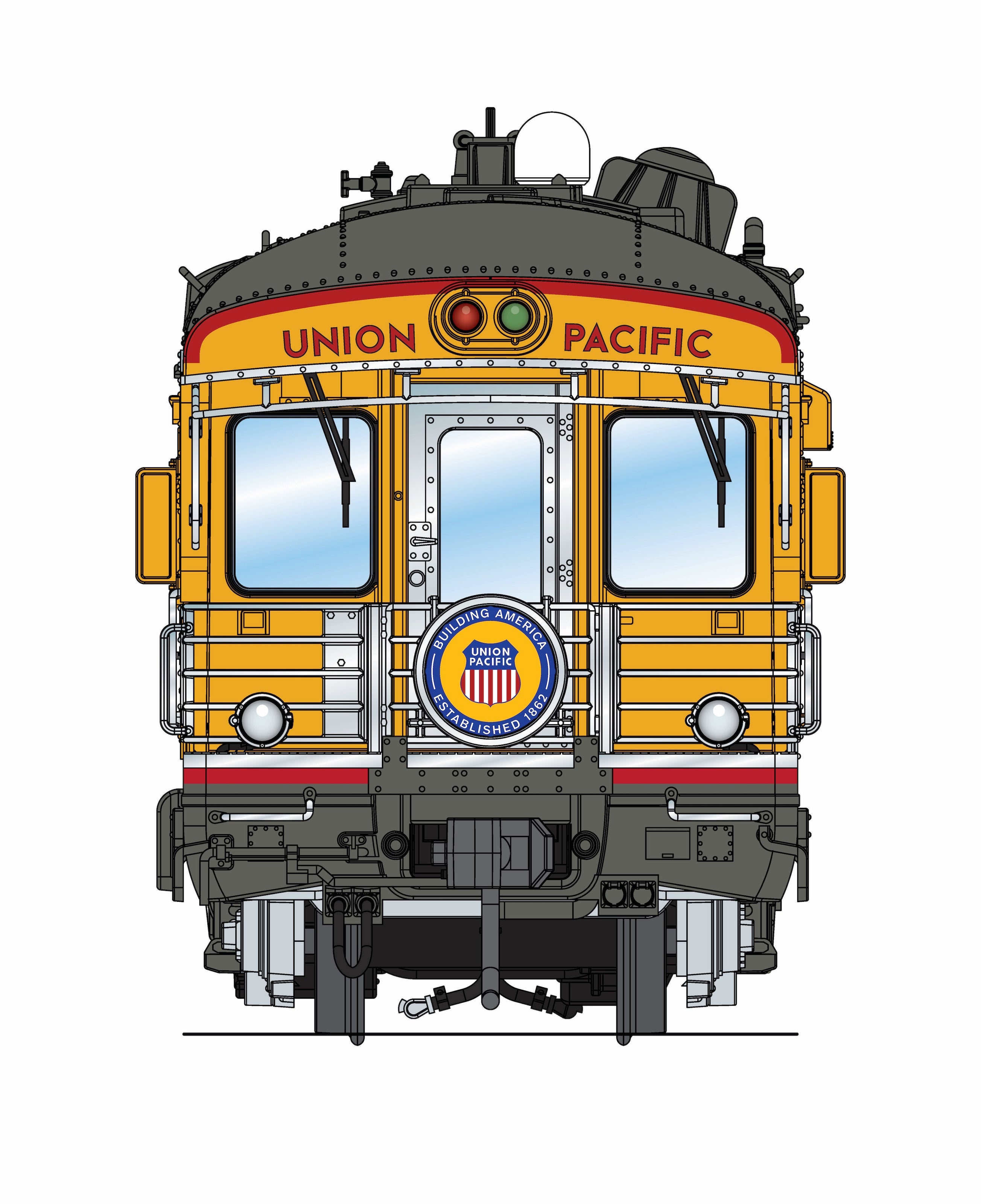 9594 Union Pacific Business Car, UP #101 "Lincoln", Yellow "Building America" Drumhead, HO