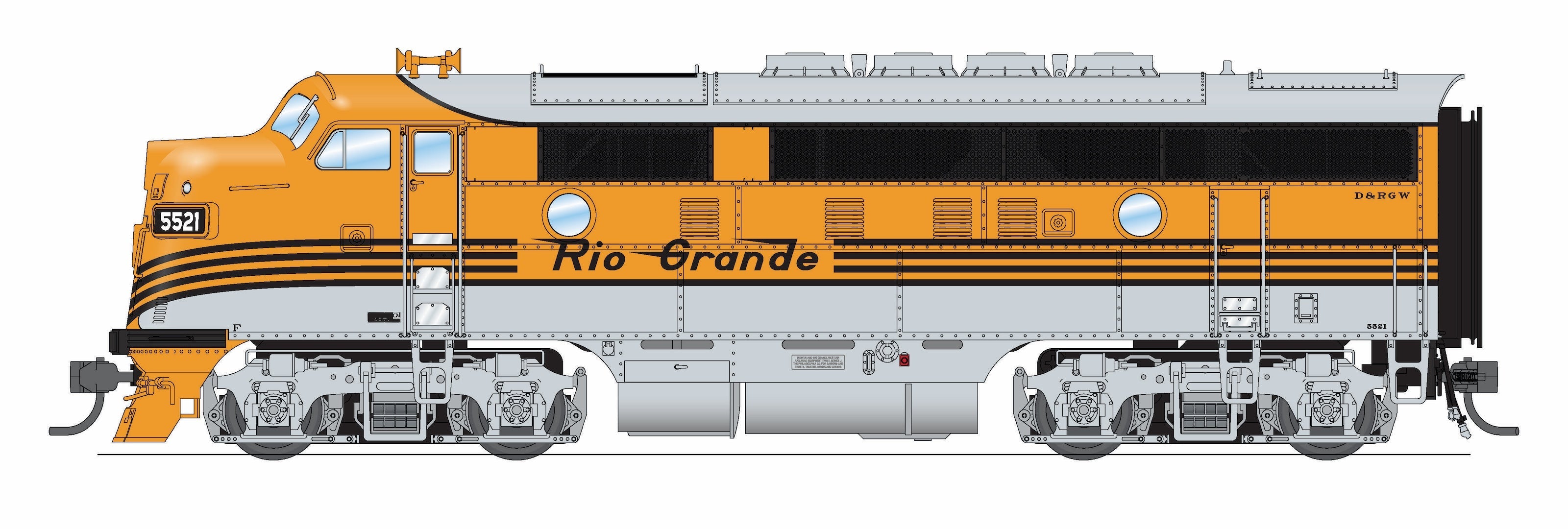 REFURBISHED R9666 EMD F3A/B, DRGW 5521/5522, "Prospector Scheme", A-unit Paragon4 Sound/DC/DCC, Unpowered B, HO