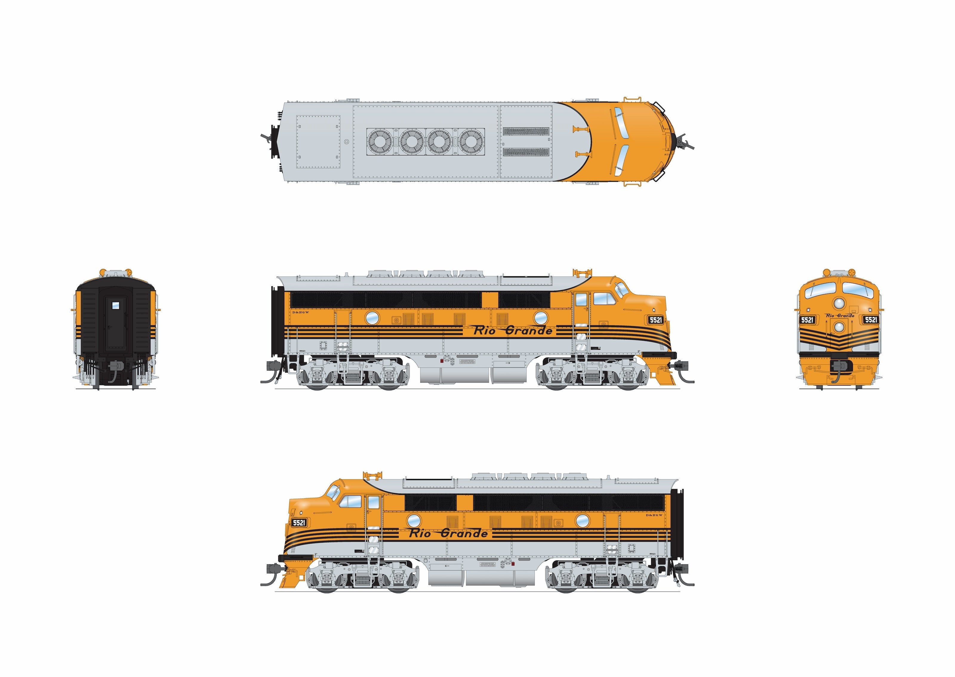 **BLEMISHED (see photos, sold as-is) REFURBISHED BR9668 EMD F3A, DRGW 5524, "Prospector Scheme", Paragon4 Sound/DC/DCC, HO (Copy)