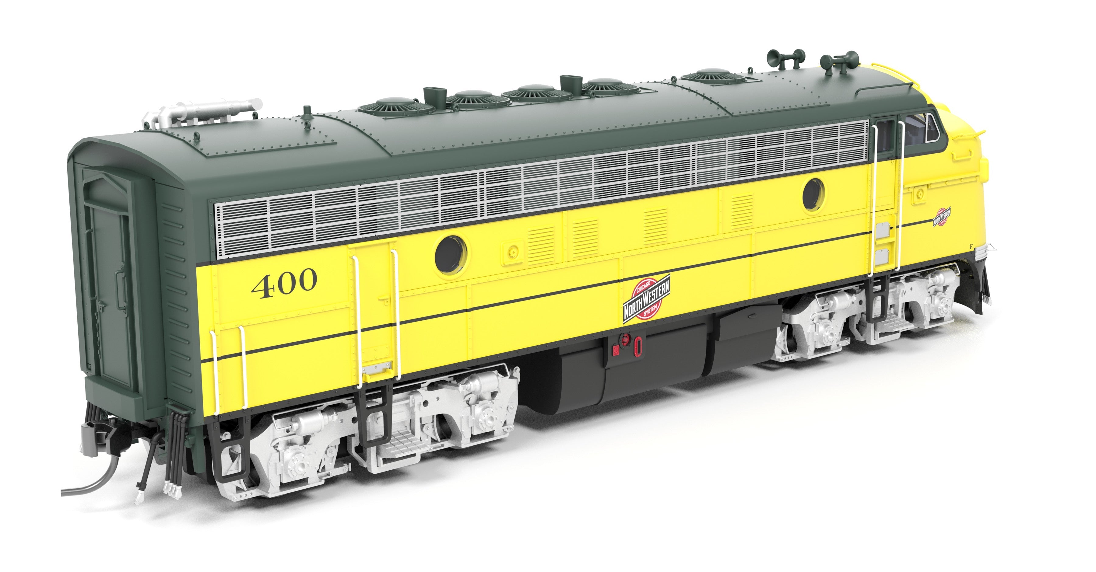 REFURBISHED R9694 EMD F7 A/B, CNW 400/410, Executive Scheme, A-unit Paragon4 Sound/DC/DCC, Unpowered B, HO