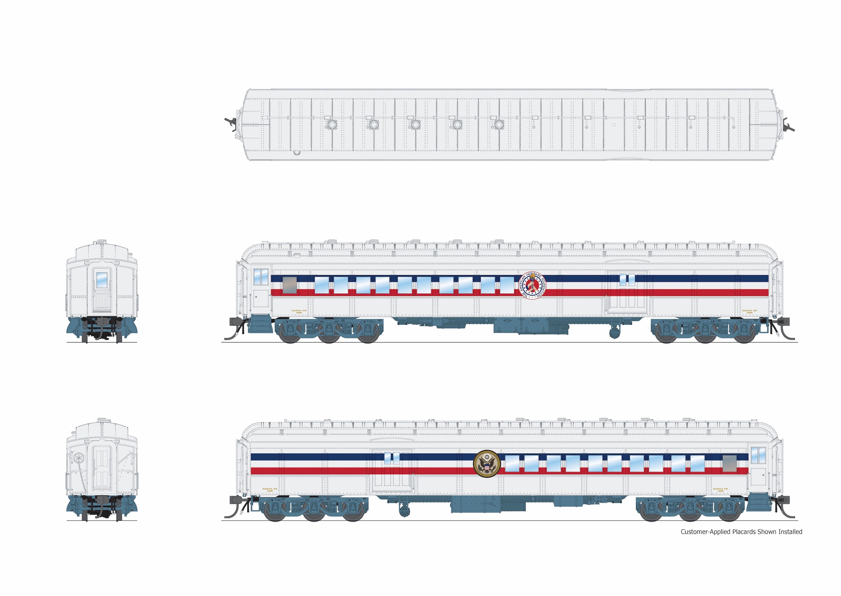 9712 1947 Freedom Train Heavyweight 5-Car Passenger Set, 1947 Scheme, HO Scale