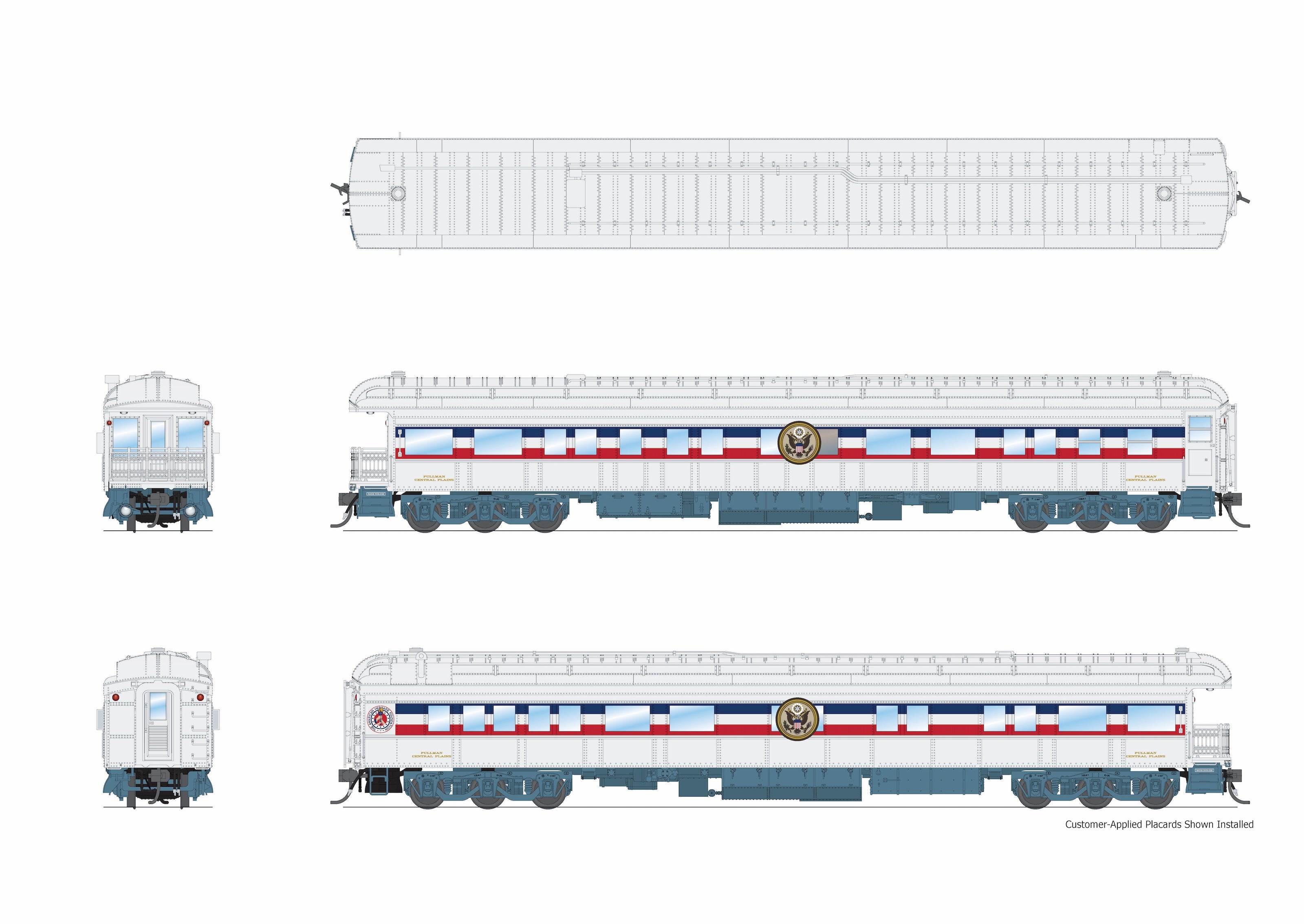 9712 1947 Freedom Train Heavyweight 5-Car Passenger Set, 1947 Scheme, HO Scale