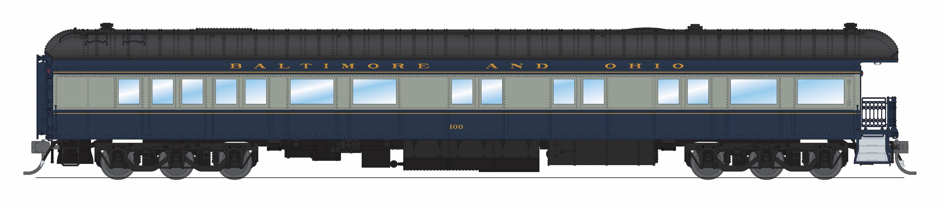 9713 B&O Heavyweight 5-Car Passenger Set, Blue & Gray Scheme, HO Scale (1438, 5270, 5284, 5307, 100)