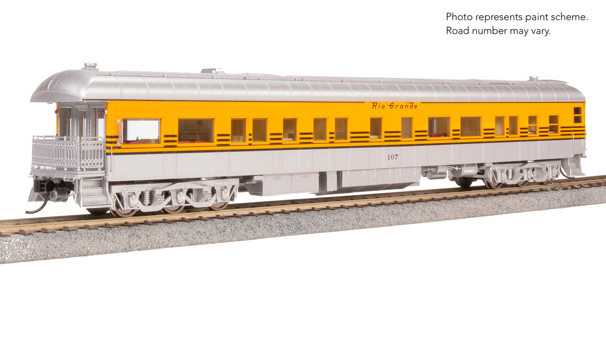 9728 DRGW Business Car #107, Aluminum & Aspen Gold, HO Scale