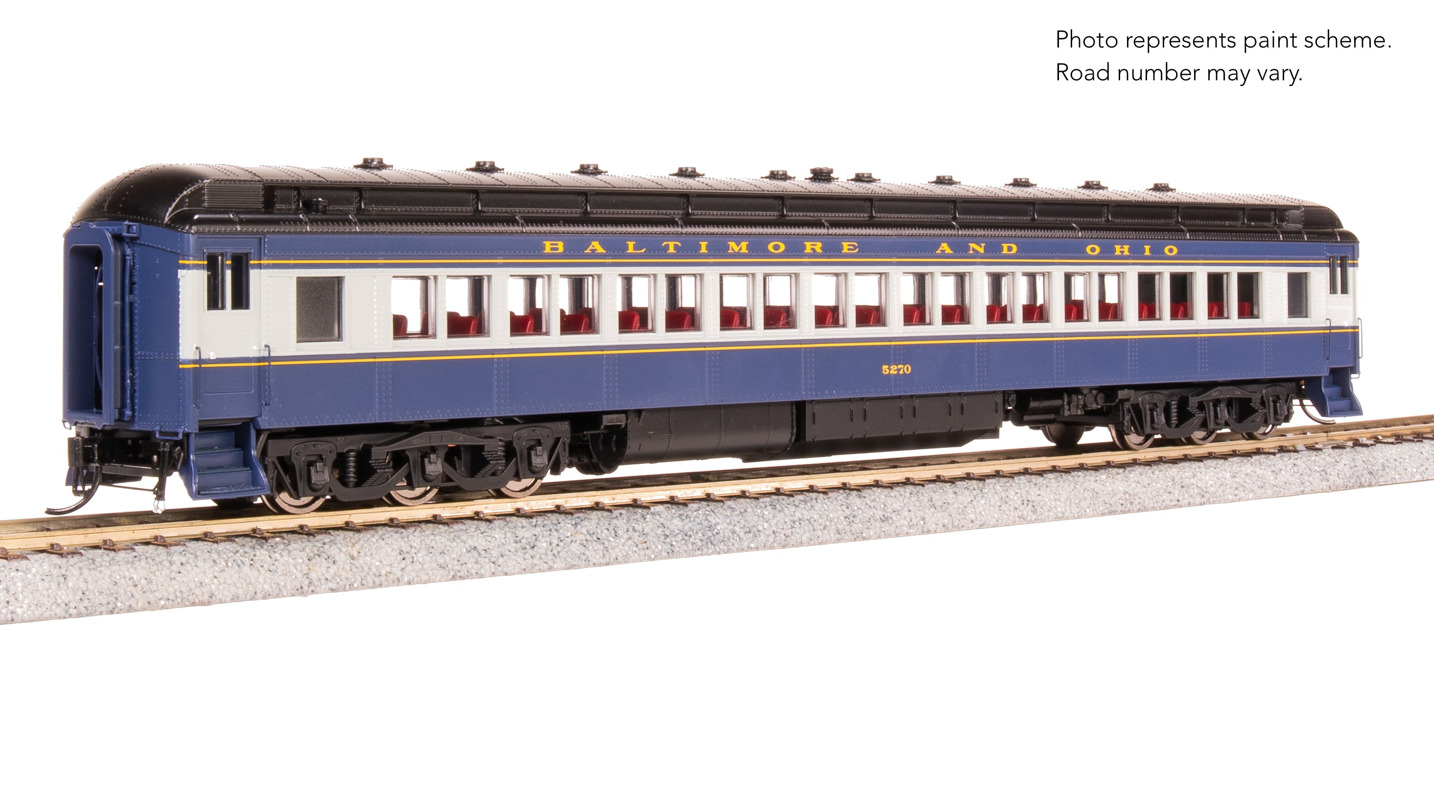 9735 B&O 80' Passenger Coach, Blue & Gray, HO Scale