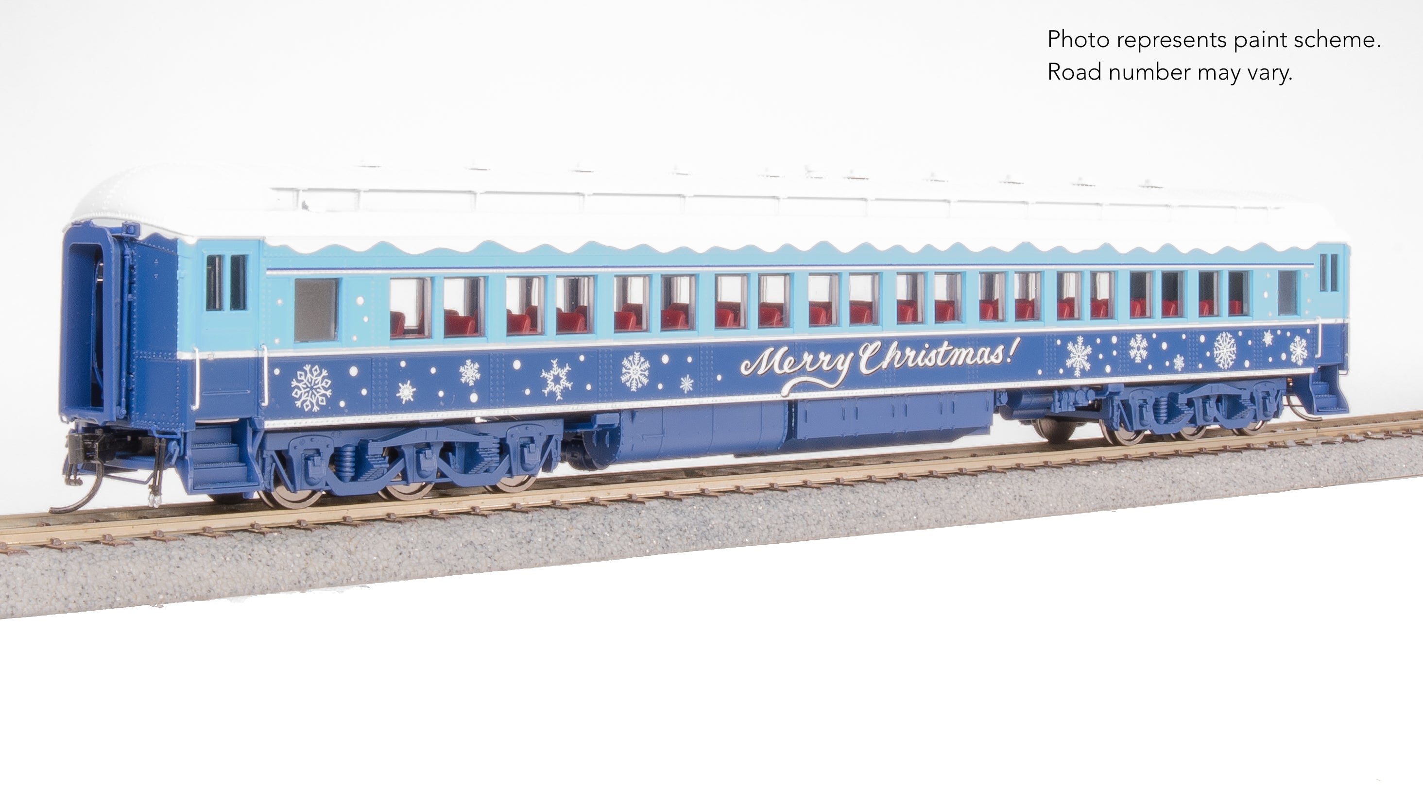9739 Blue & White Holiday-themed Passenger Coach, HO Scale