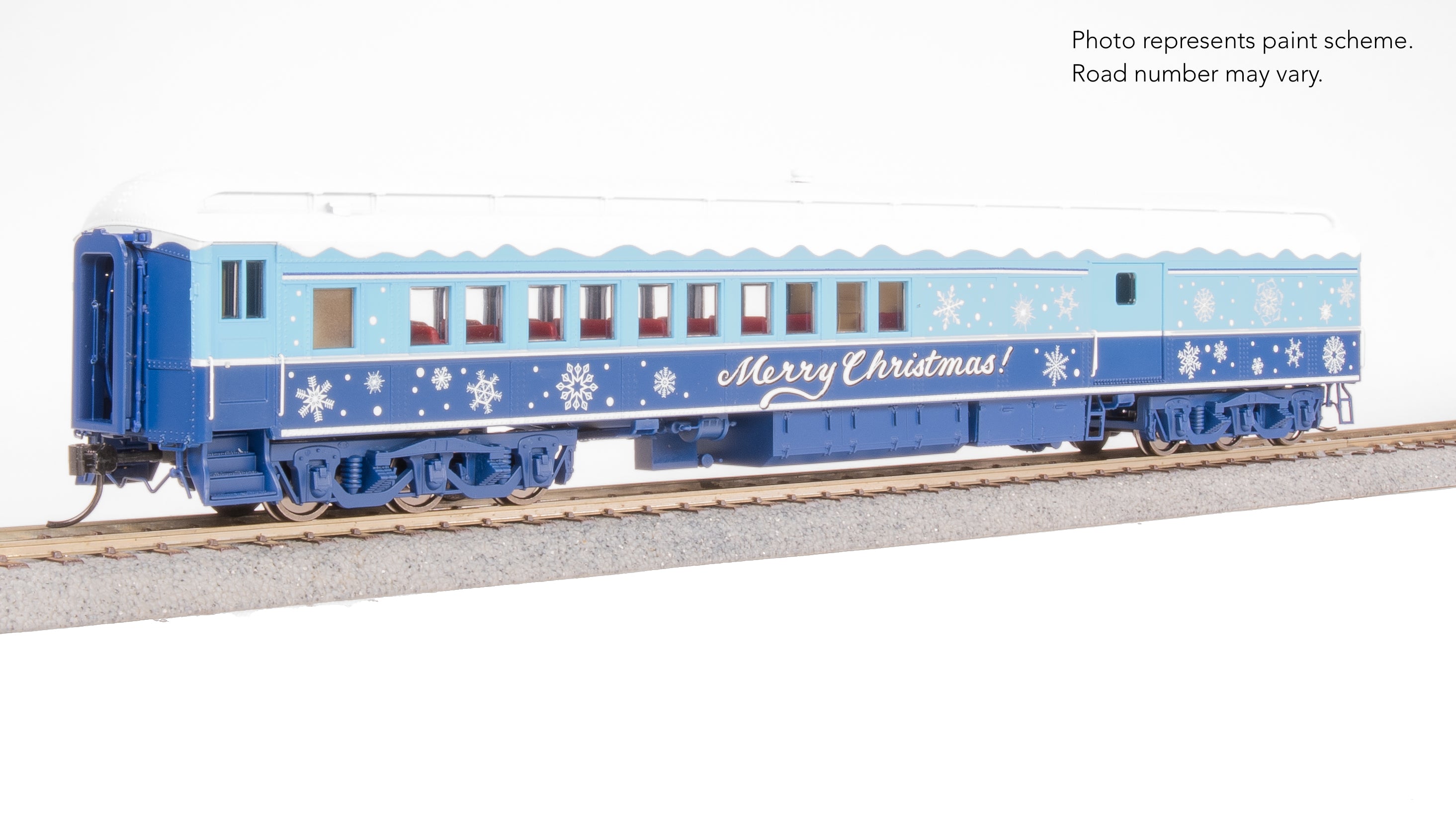 9745 Blue & White Holiday-themed Baggage-Combine Car, HO Scale