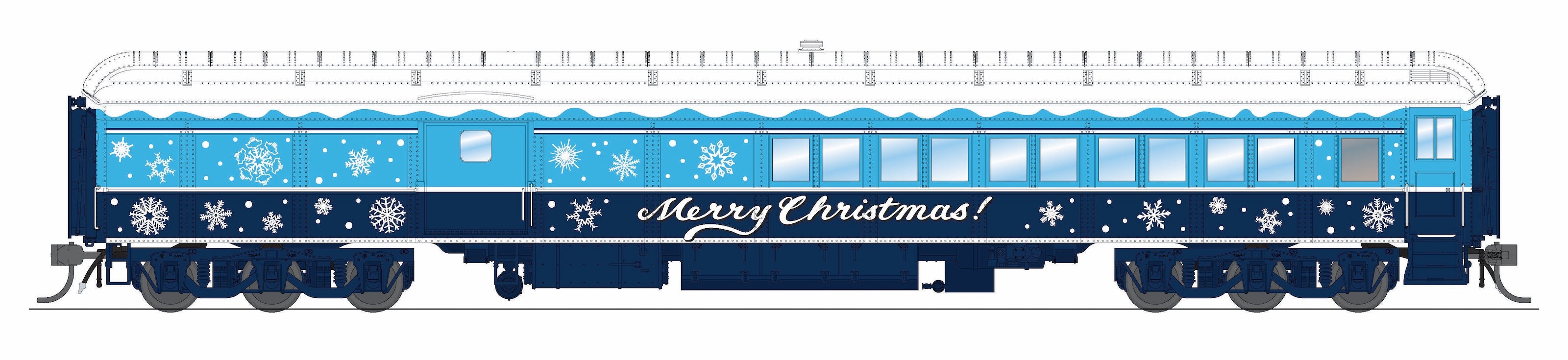 9745 Blue & White Holiday-themed Baggage-Combine Car, HO Scale