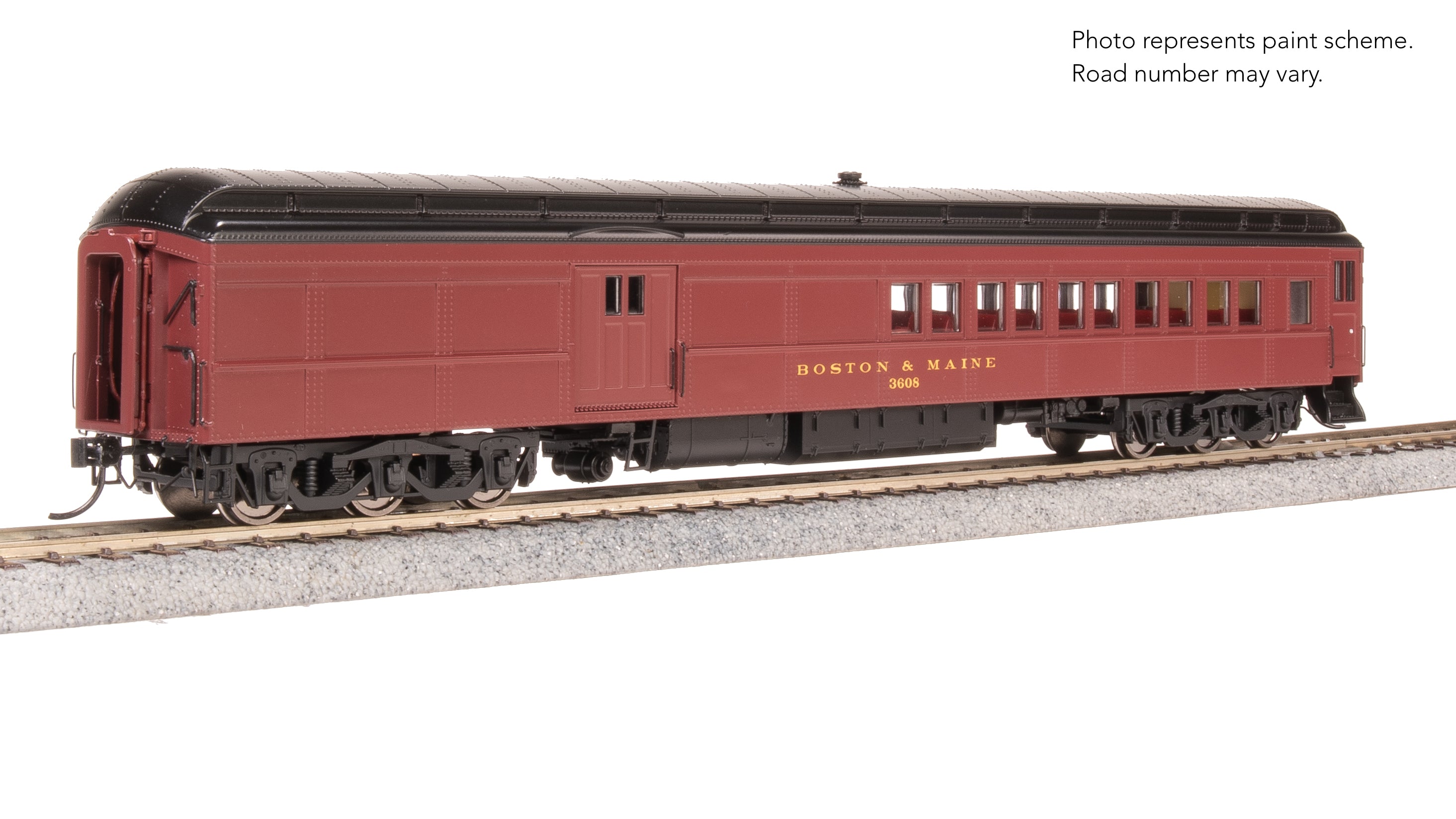 9746 B&M Baggage-Combine Car #3608, Maroon Scheme, HO Scale