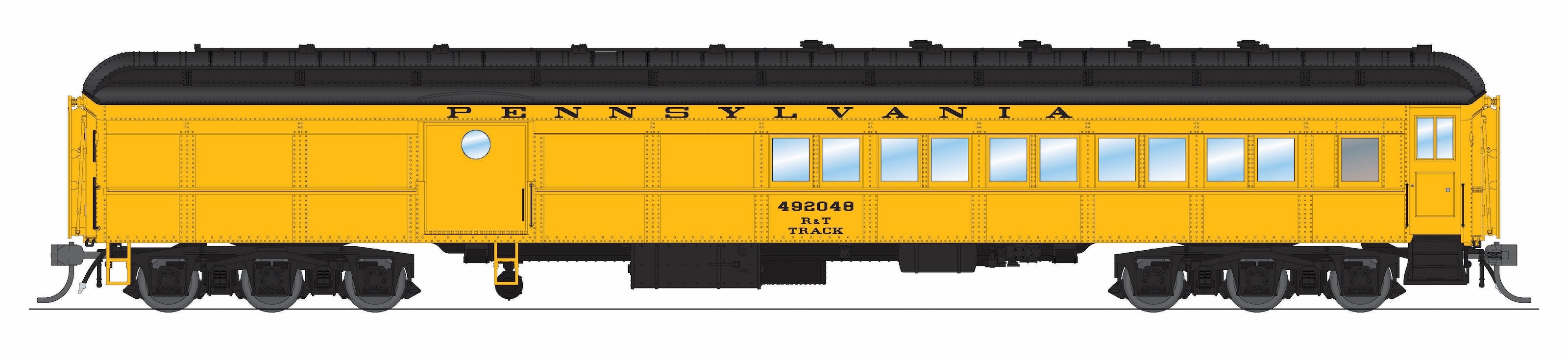 9749 PRR Maintenance of Way Baggage-Combine Car #492048, Yellow & Black, HO Scale