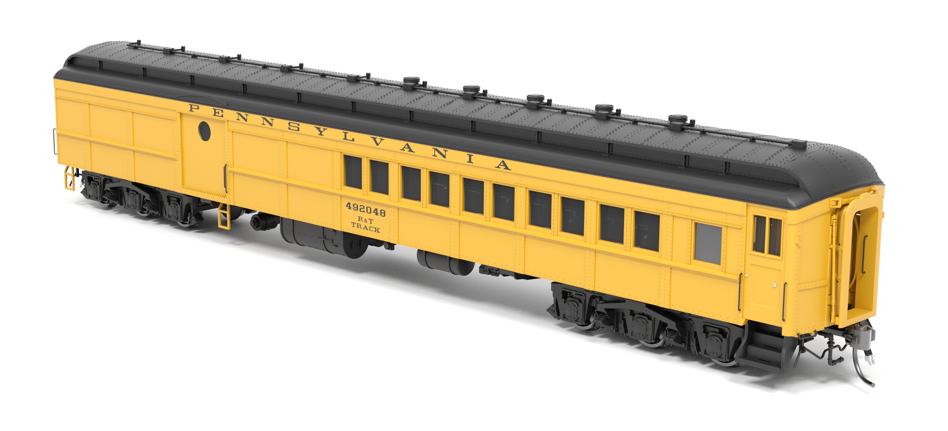 9749 PRR Maintenance of Way Baggage-Combine Car #492048, Yellow & Black, HO Scale