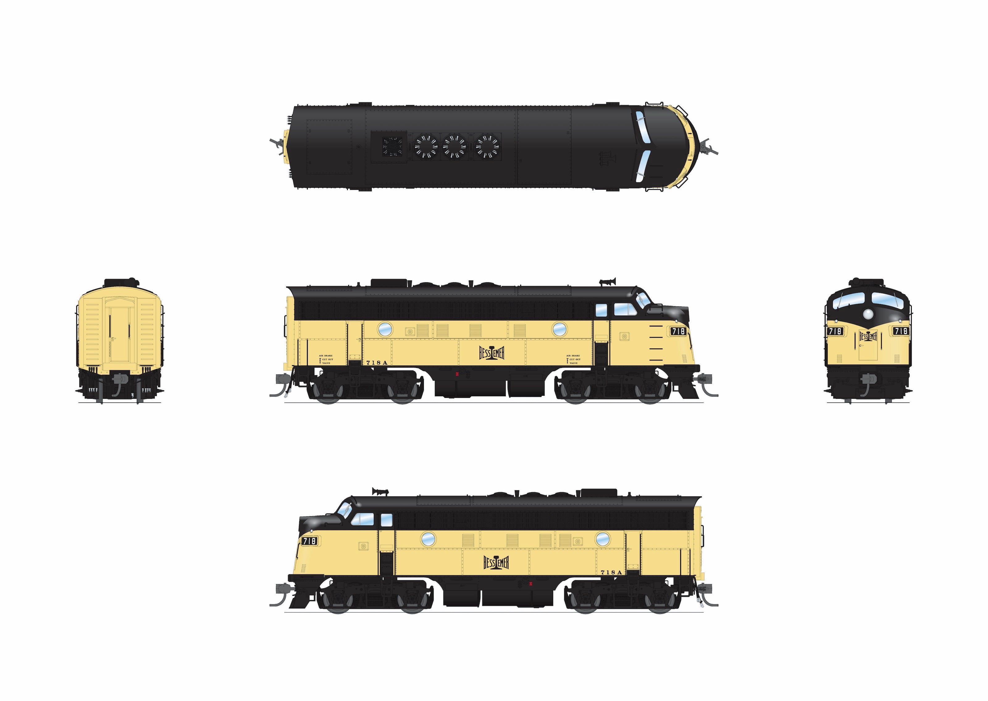 9756 EMD F7A/B, B&LE 718A / 718B, A-unit No-Sound / DCC-Ready, Unpowered B, HO (Hobby Express Exclusive)