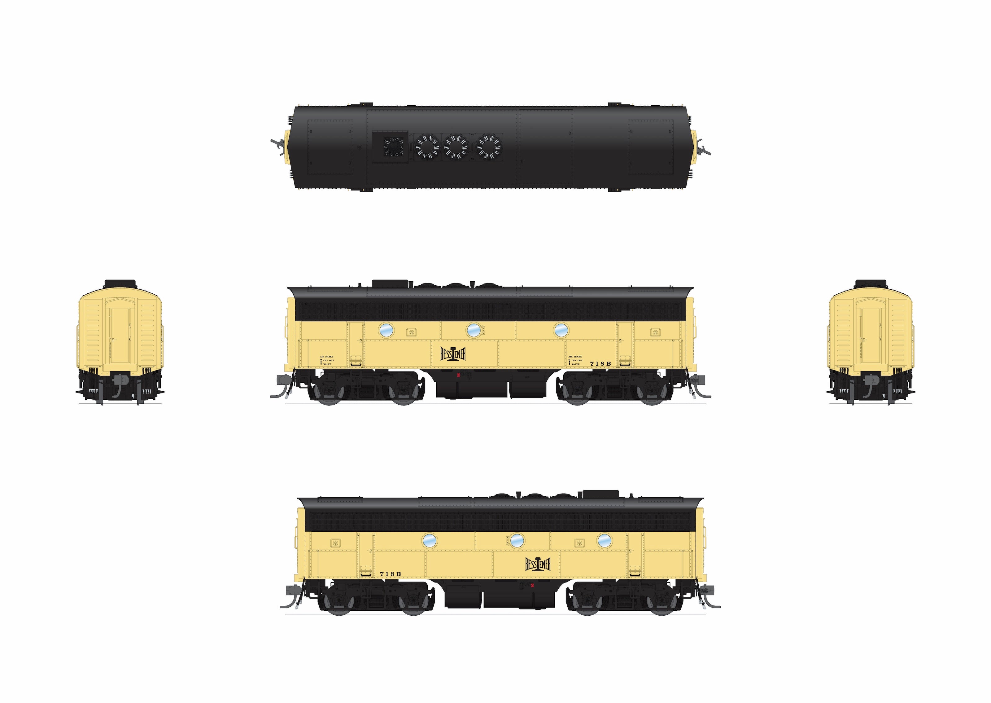 9756 EMD F7A/B, B&LE 718A / 718B, A-unit No-Sound / DCC-Ready, Unpowered B, HO (Hobby Express Exclusive)