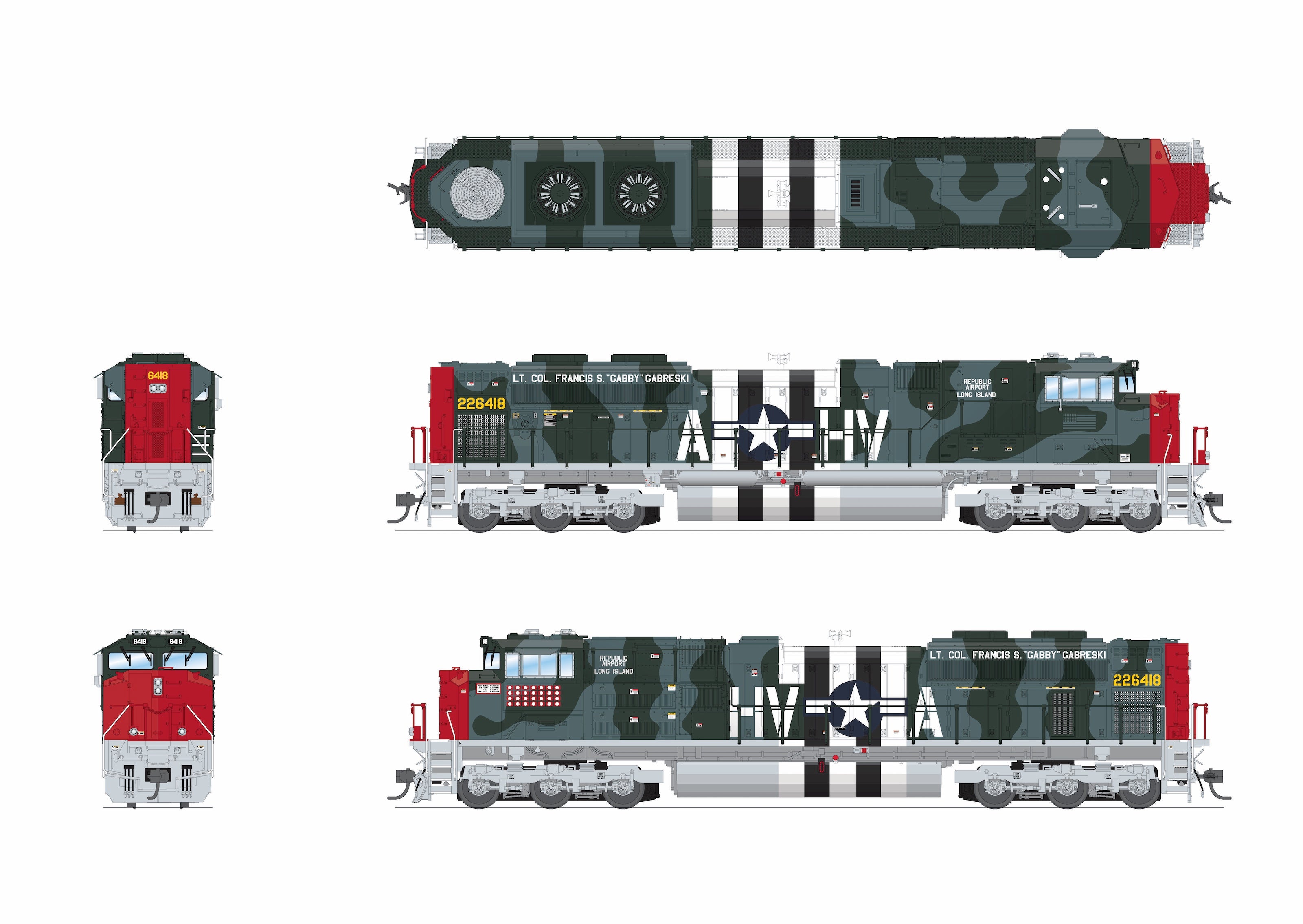 9790 EMD SD70ACe, USAAF 6418, Gabreski Fantasy Paint, No-Sound / DCC-Ready, HO (Trainworld Exclusive)