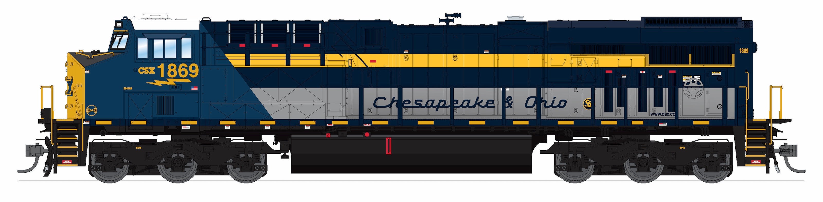 9863 GE ES44AC, CSX 1869, C&O Heritage Paint, No-Sound / DCC-Ready, HO