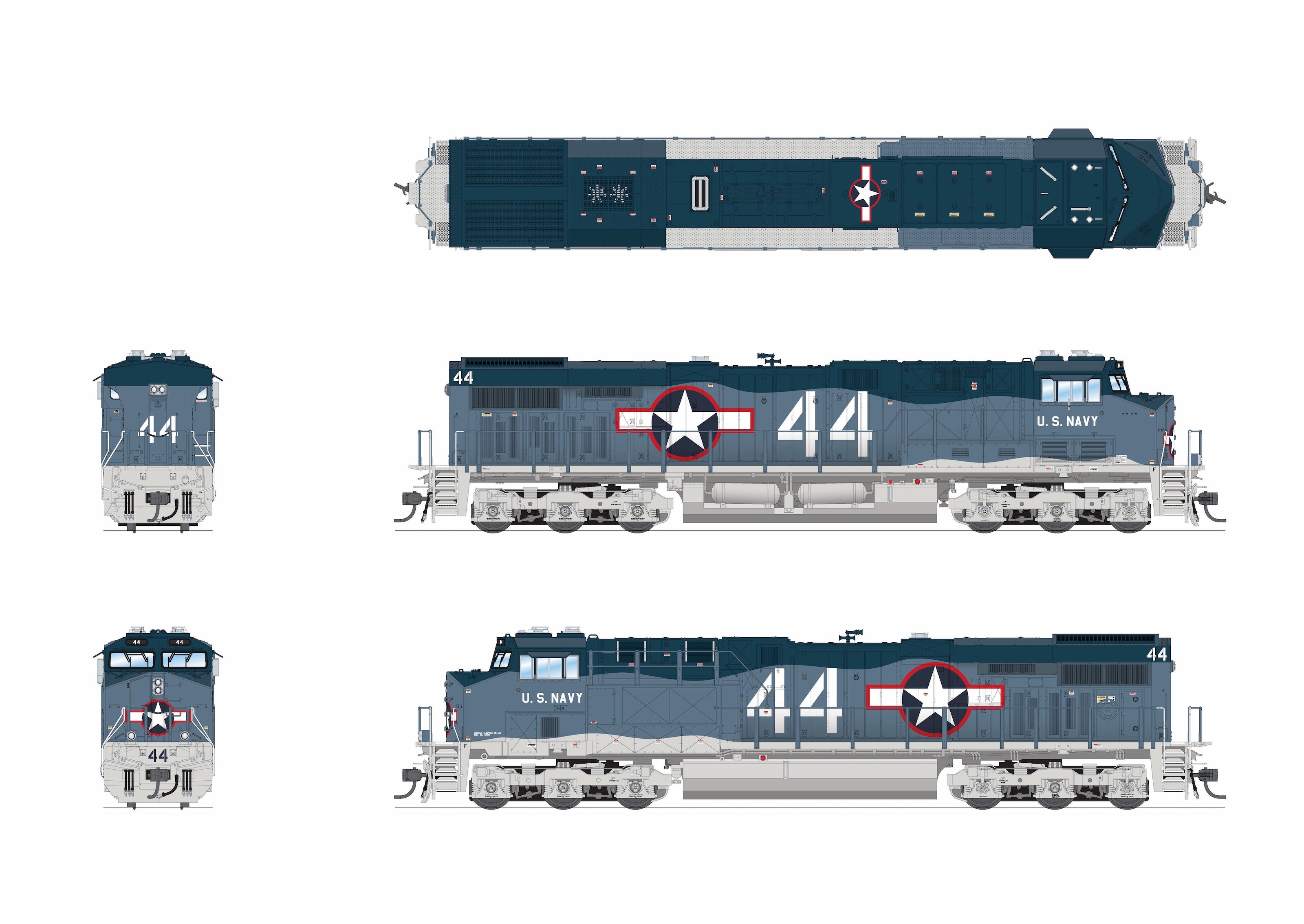 9875 GE ES44AC, US Navy #44, Fantasy Paint Scheme, No-Sound / DCC-Ready, HO