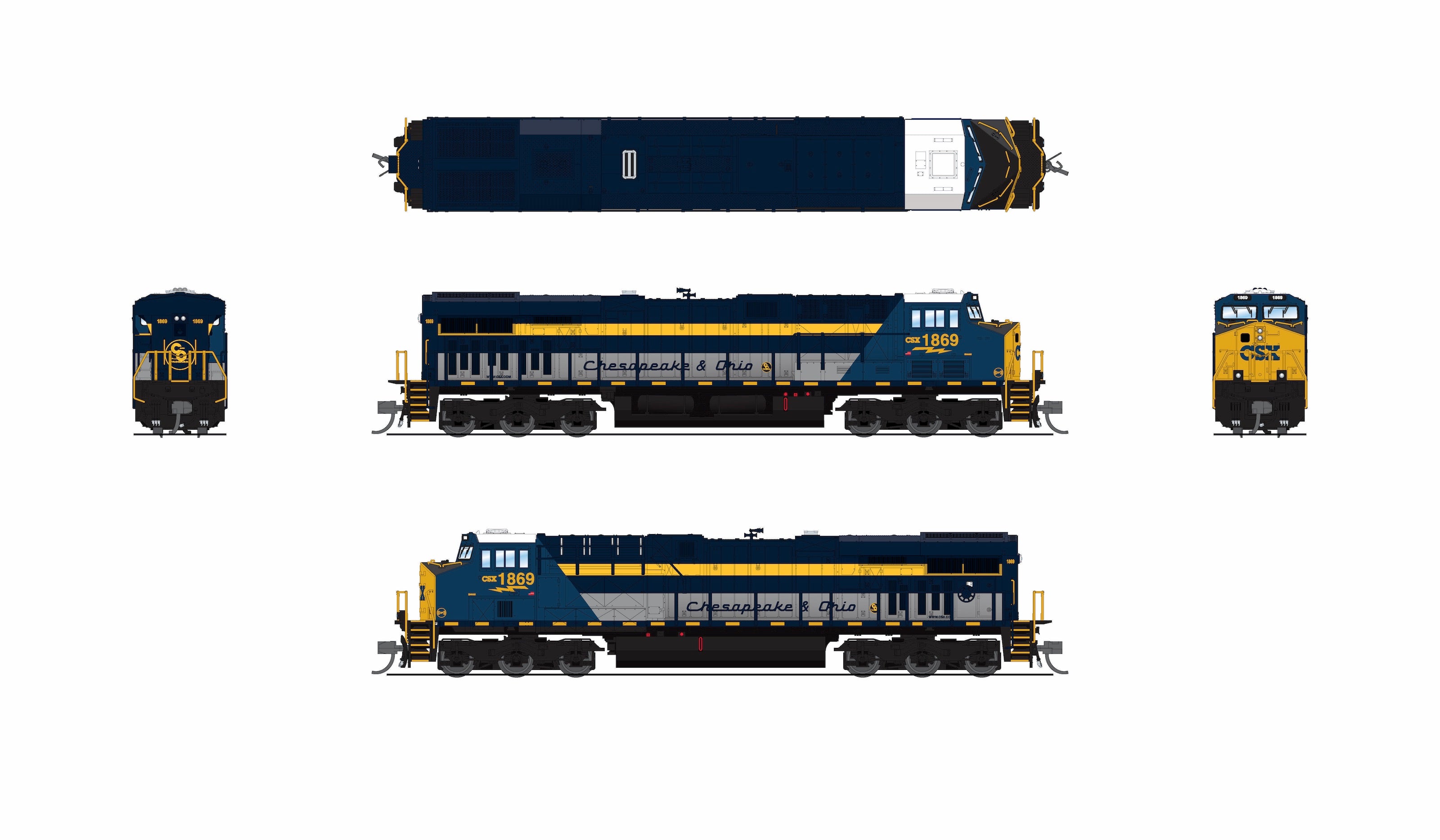 9886 GE ES44AC, CSX 1869, C&O Heritage Paint, Paragon4 Sound/DC/DCC, N