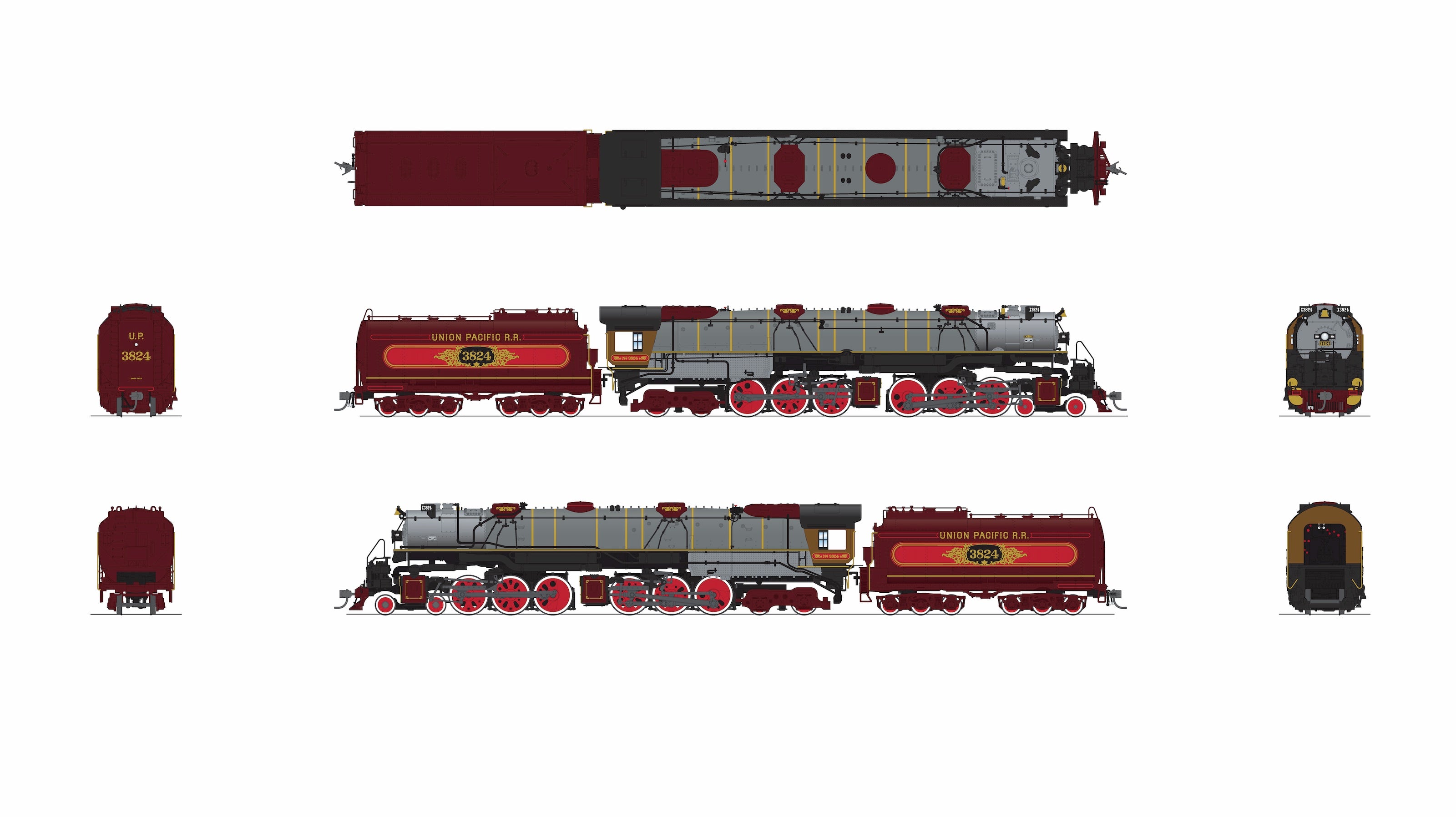 9920 UP Early Challenger (CSA-2), #3824, Ornate 1800's Fantasy Paint, No-Sound / DCC-Ready, HO