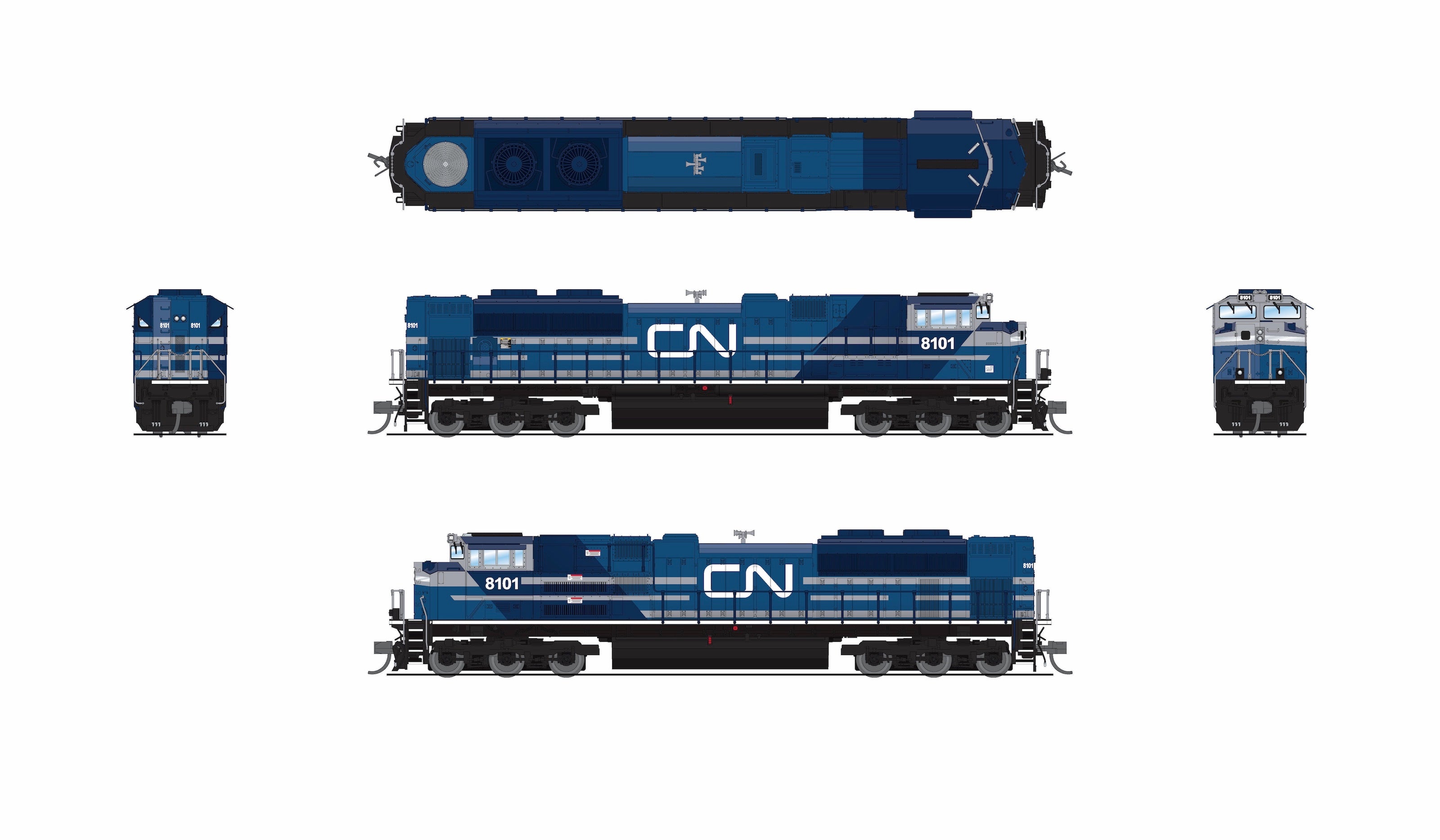 REFURBISHED R9964 EMD SD70ACe, CN 8101, Blue & White, No-Sound / DCC-Ready, N