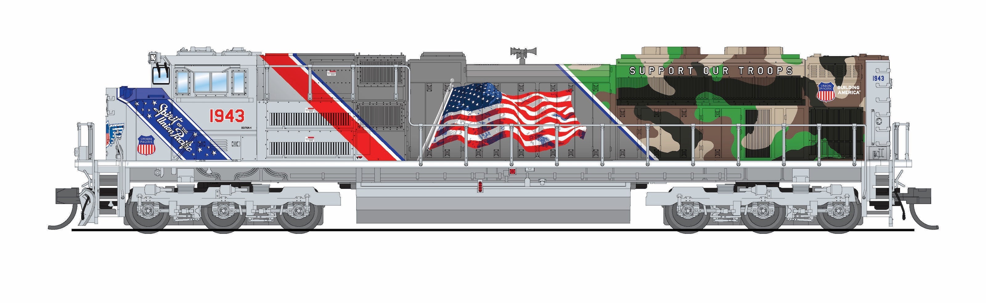 REFURBISHED R9981 EMD SD70ACe, UP 1943, "The Spirit" Locomotive, No-Sound / DCC-Ready, N