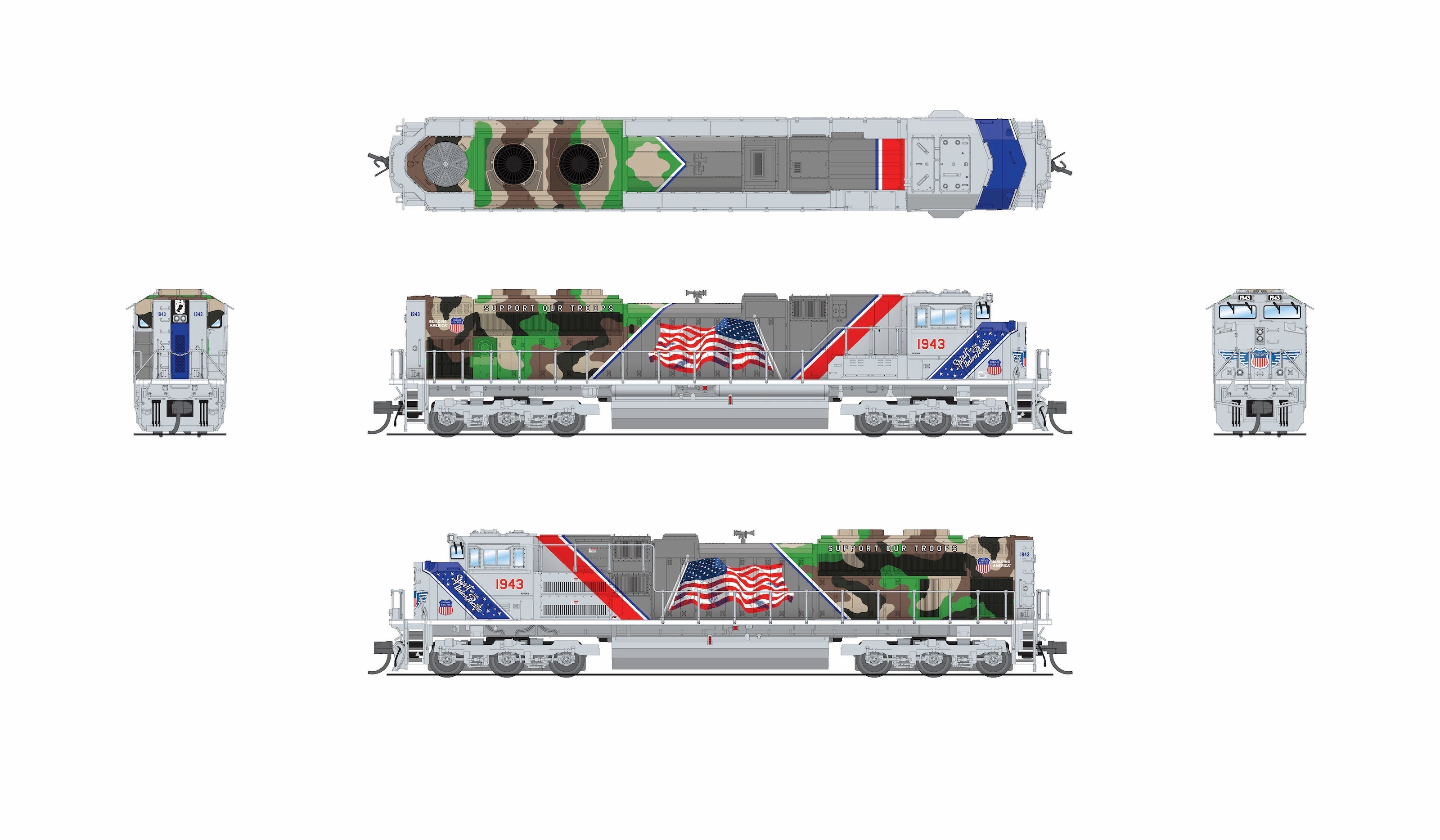 REFURBISHED R9981 EMD SD70ACe, UP 1943, "The Spirit" Locomotive, No-Sound / DCC-Ready, N
