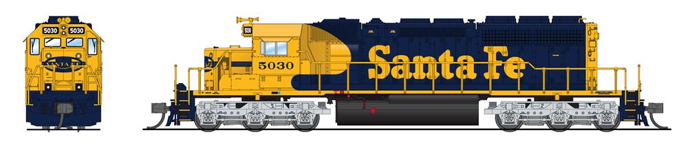 7950 EMD SD40-2, ATSF 5030, Yellow Bonnet, Paragon4 Sound/DC/DCC, N