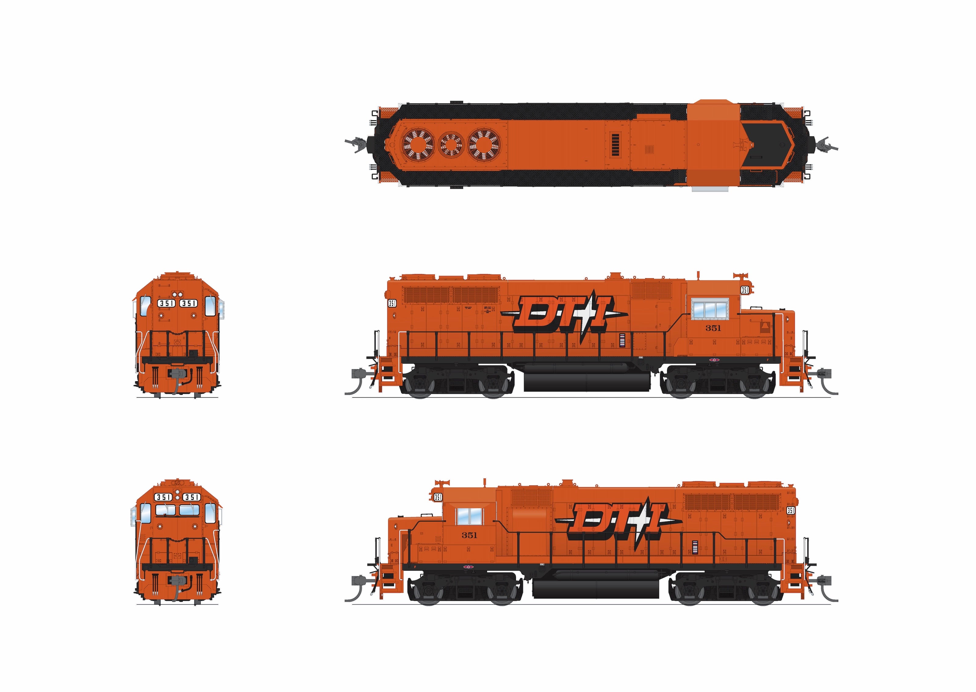 10031 EMD GP35, DT&I 351, Star Scheme, Paragon4 Sound/DC/DCC, HO (Smokebox Graphics Exclusive)