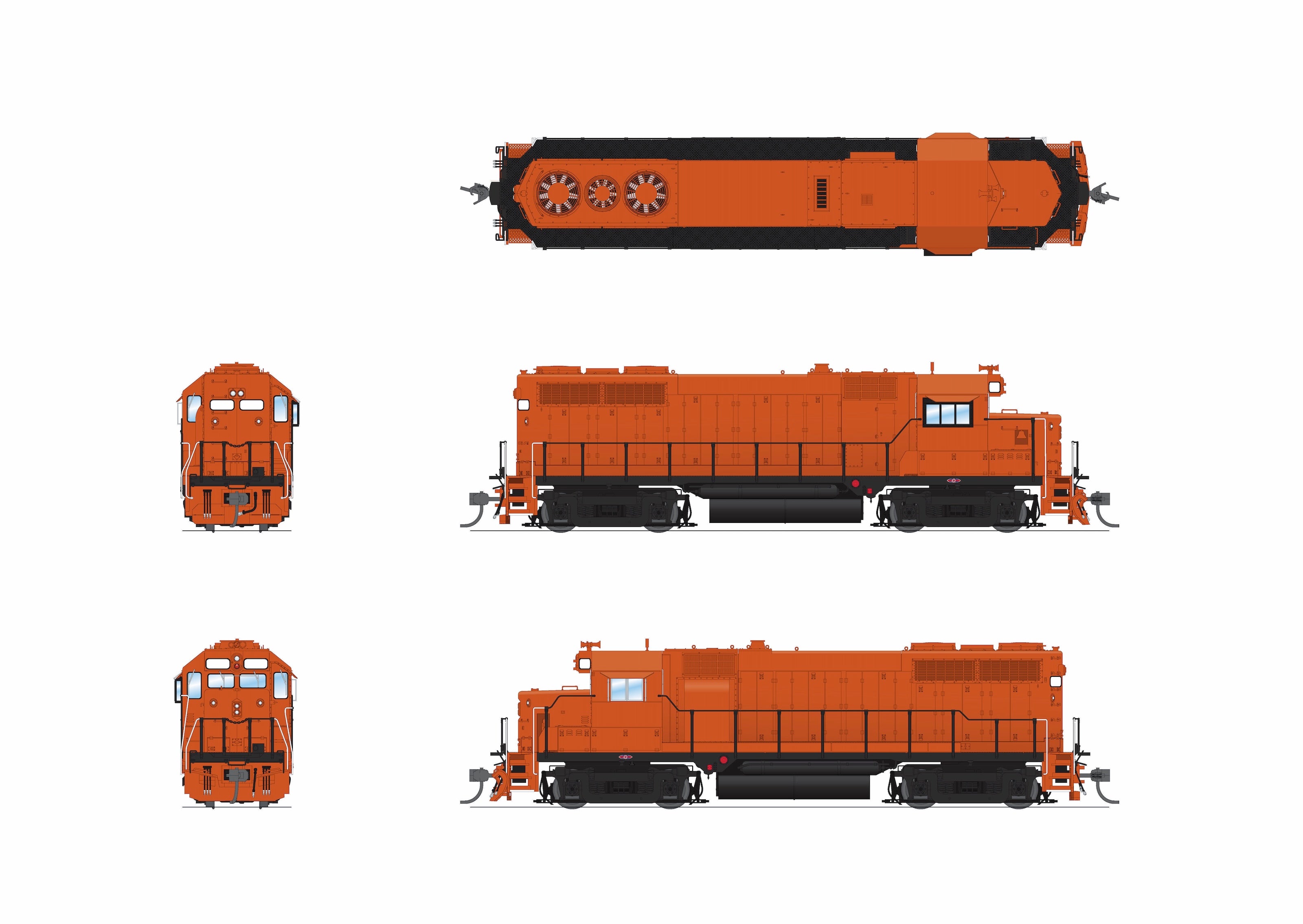 10045 EMD GP35, Unlettered, Painted Orange, Ann Arbor Details, No-Sound / DCC-Ready, HO (Smokebox Graphics Exclusive)