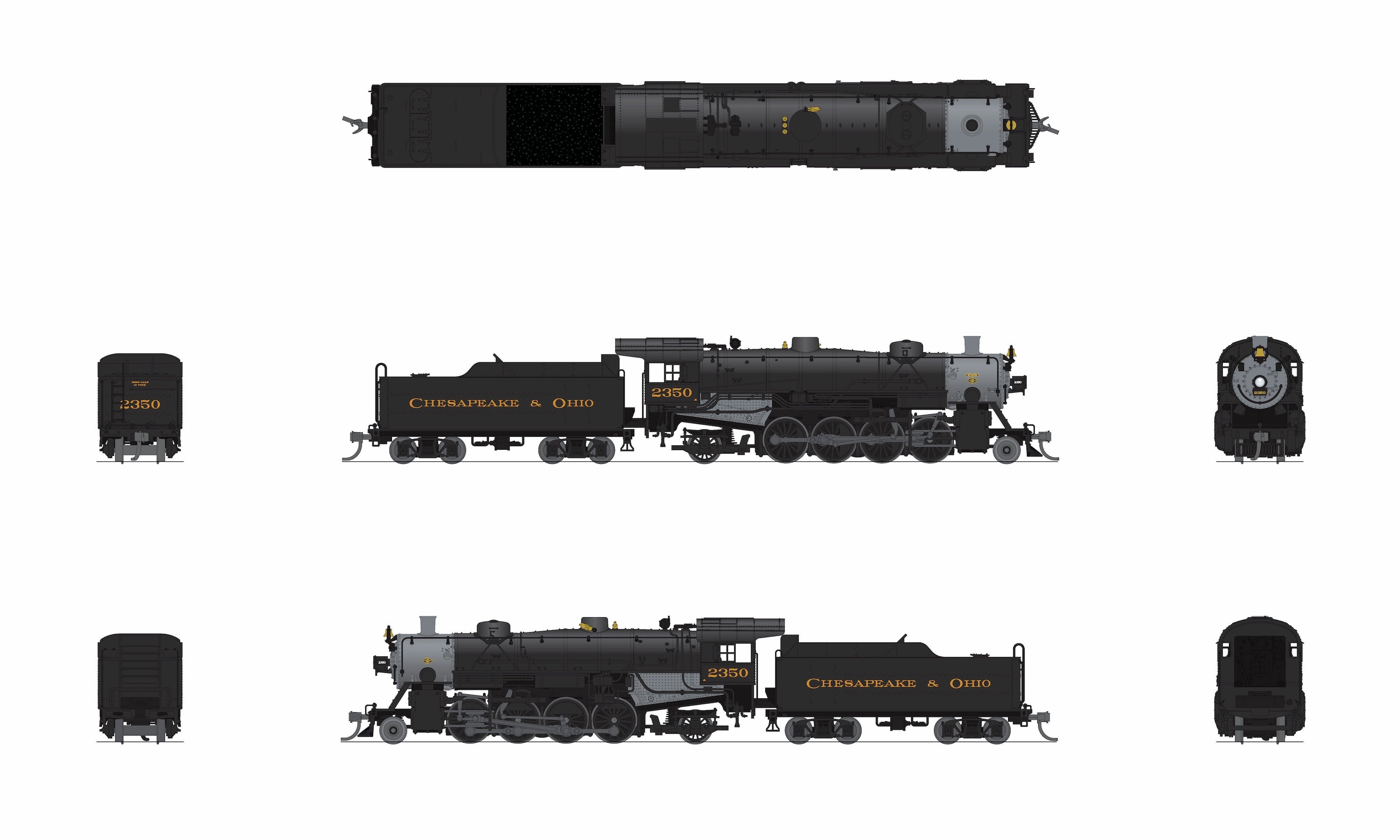 10076 USRA Light Mikado, C&O 2350, No-Sound / DCC-Ready, N