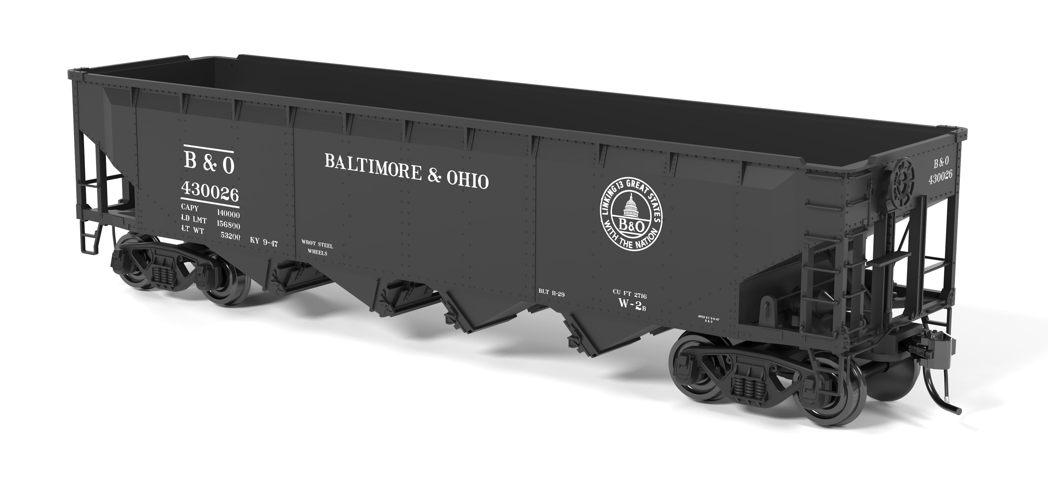 10131 ARA 70-ton 4-Bay Hopper, B&O W2b, "13 Great States", 6-pack B, HO