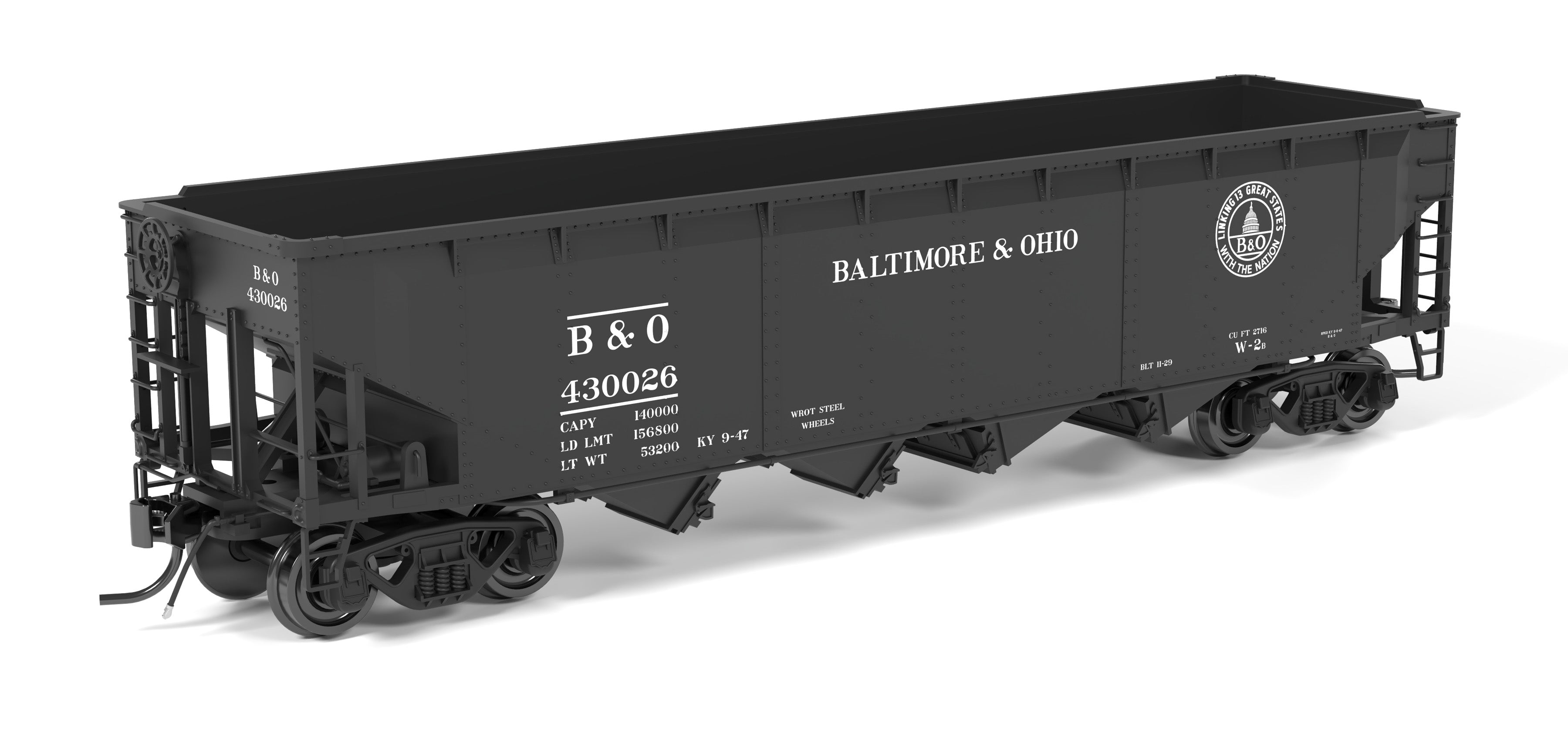 10131 ARA 70-ton 4-Bay Hopper, B&O W2b, "13 Great States", 6-pack B, HO