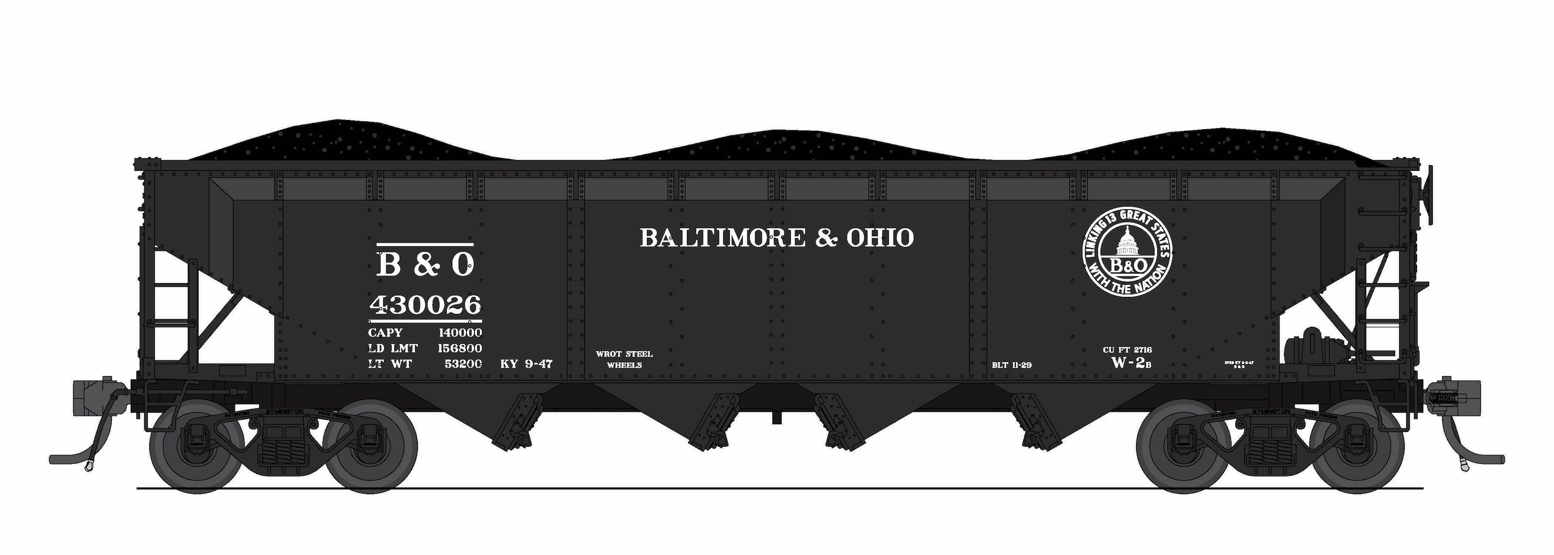 10131 ARA 70-ton 4-Bay Hopper, B&O W2b, "13 Great States", 6-pack B, HO