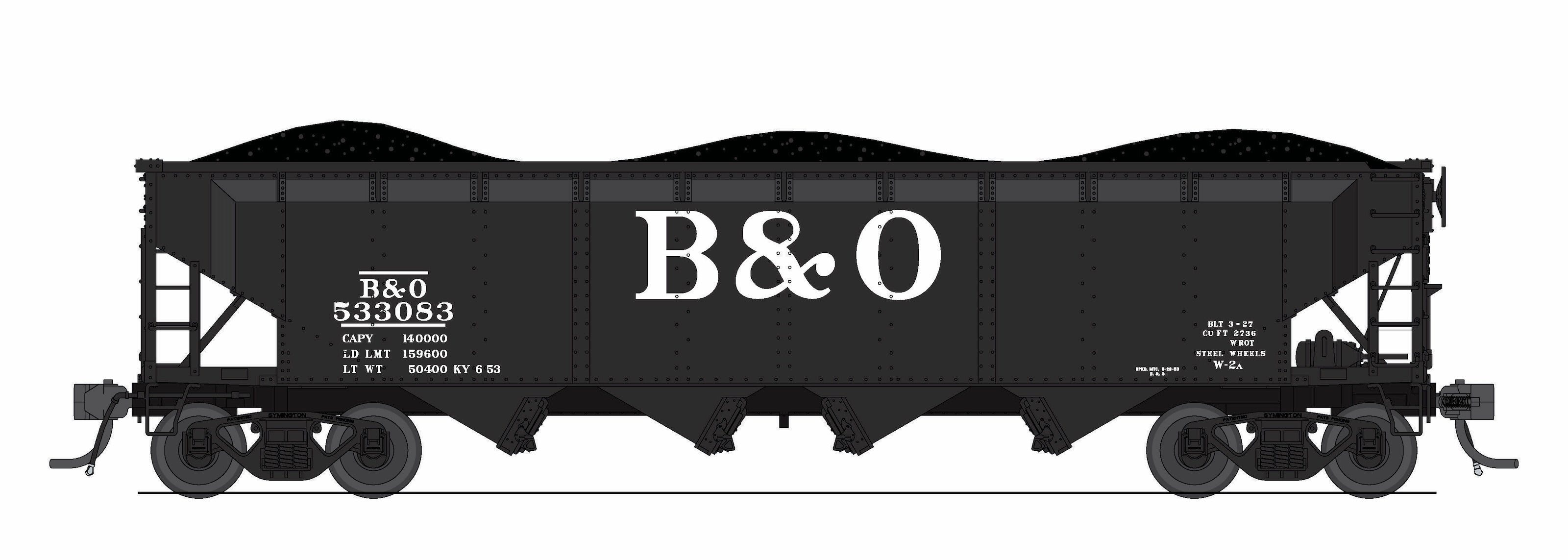 10133 ARA 70-ton 4-Bay Hopper, B&O W2b, Big "B&O" Scheme, 6-pack B, HO