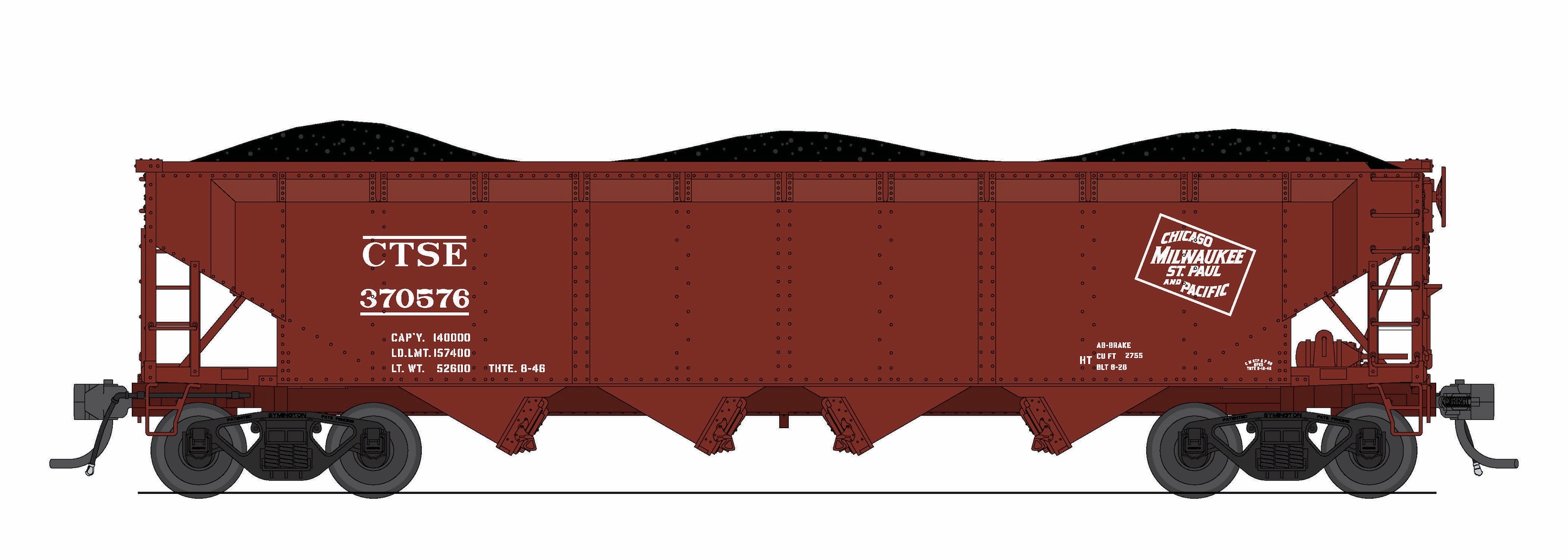 10372 ARA 70-ton 4-Bay Hopper, MILW, Oxide Red w/ White, 6-pack B, N
