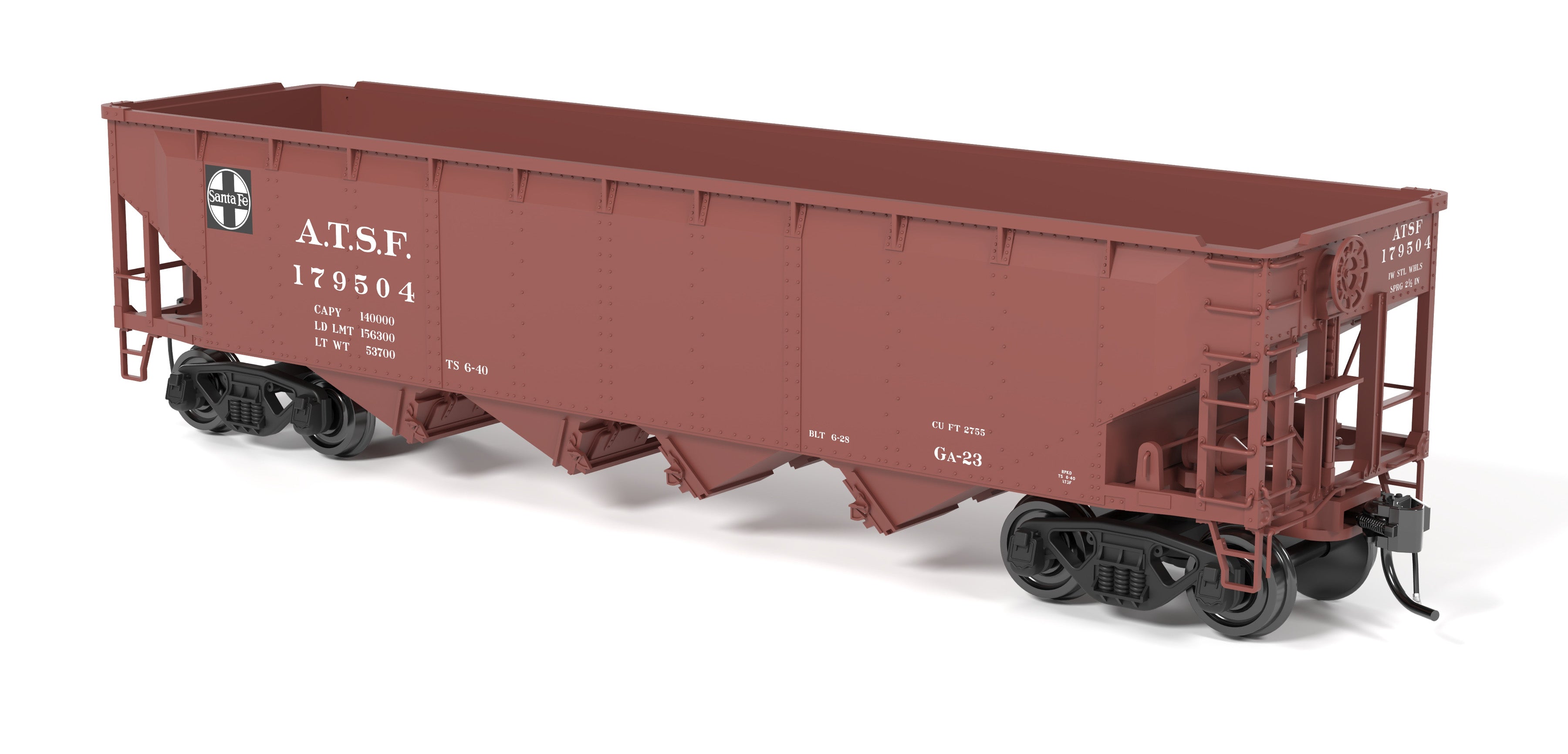 10139 ARA 70-ton 4-Bay Hopper, ATSF, Oxide Red w/ White, 6-pack B, HO