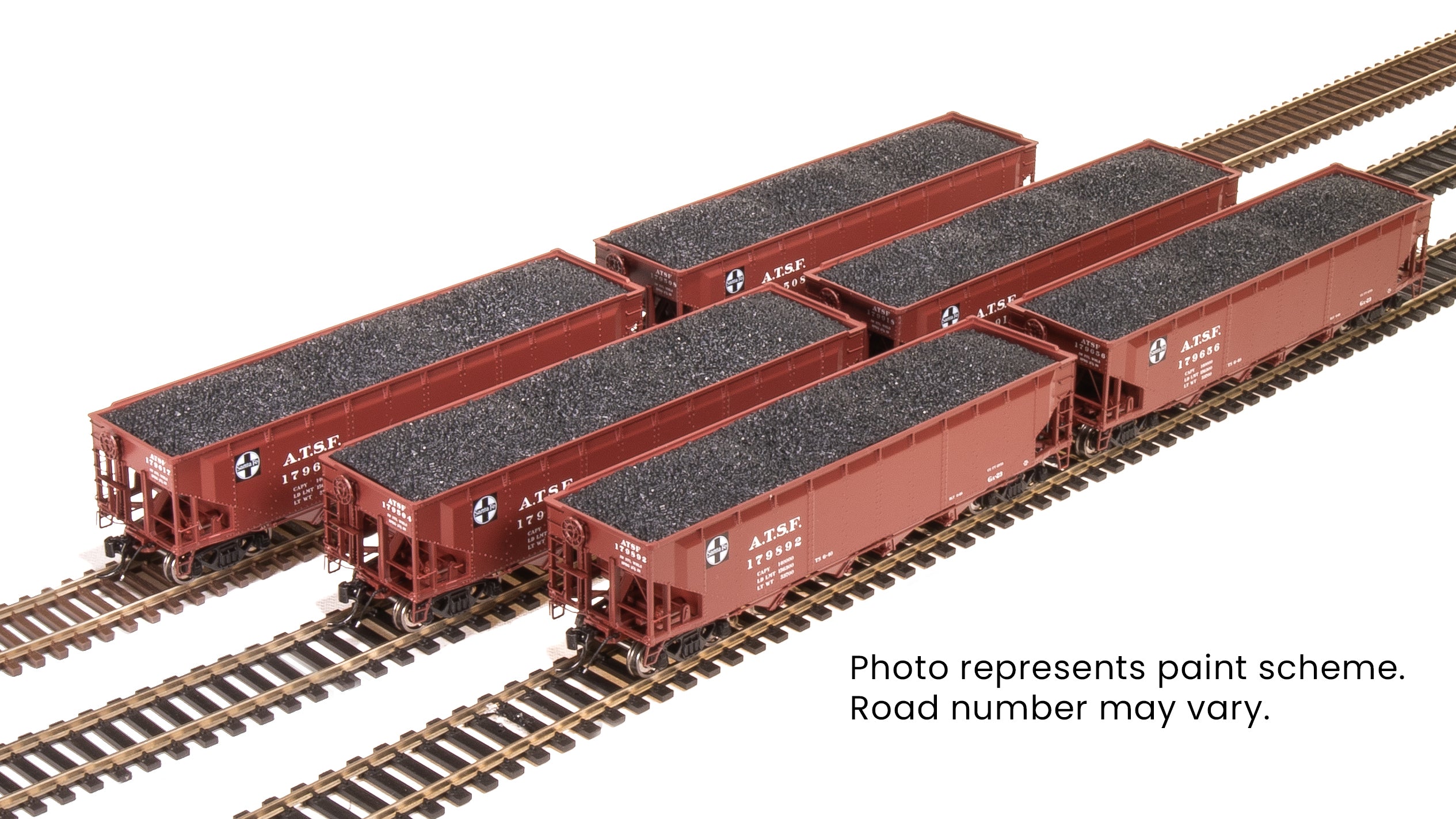 10139 ARA 70-ton 4-Bay Hopper, ATSF, Oxide Red w/ White, 6-pack B, HO