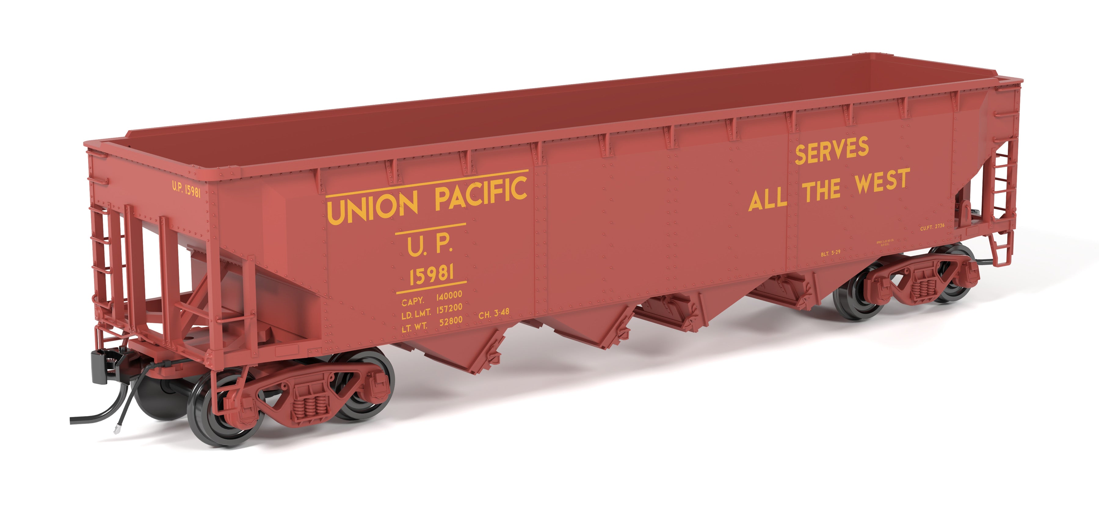 10141 ARA 70-ton 4-Bay Hopper, UP, "Streamliners / Serves All The West", 6-pack B, HO