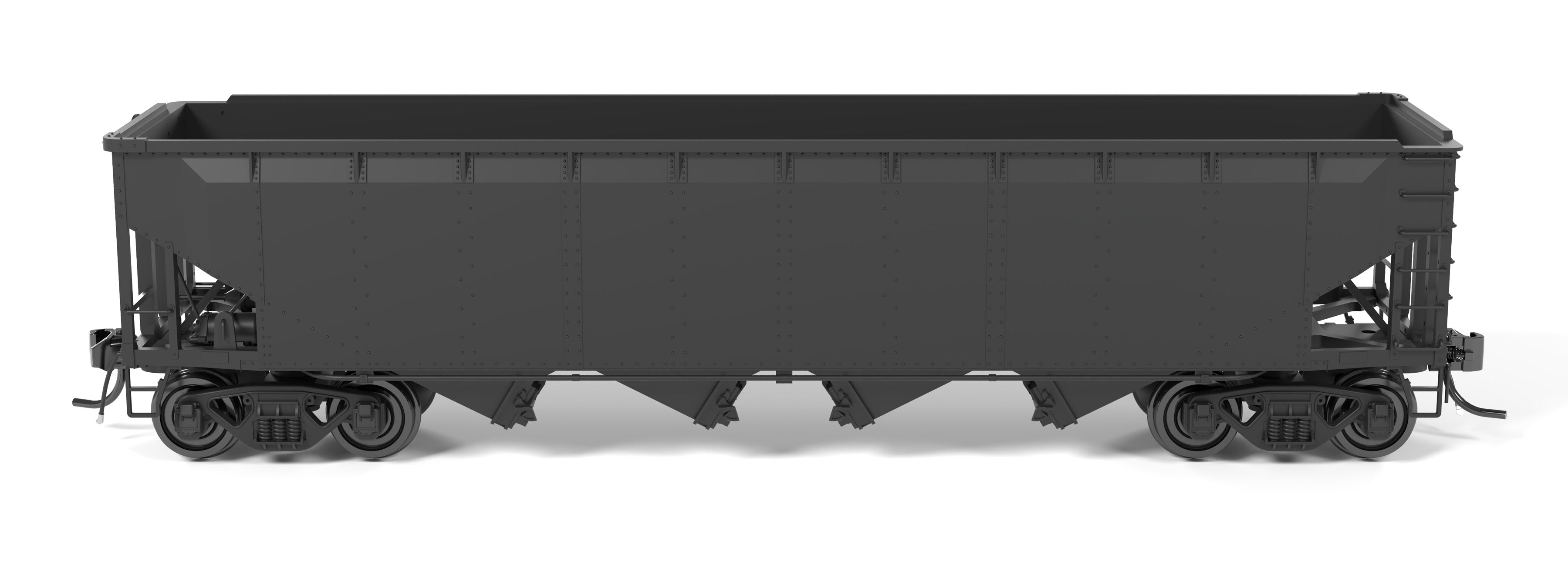 10143 ARA 70-ton 4-Bay Hopper, Unlettered, Painted Black, HO