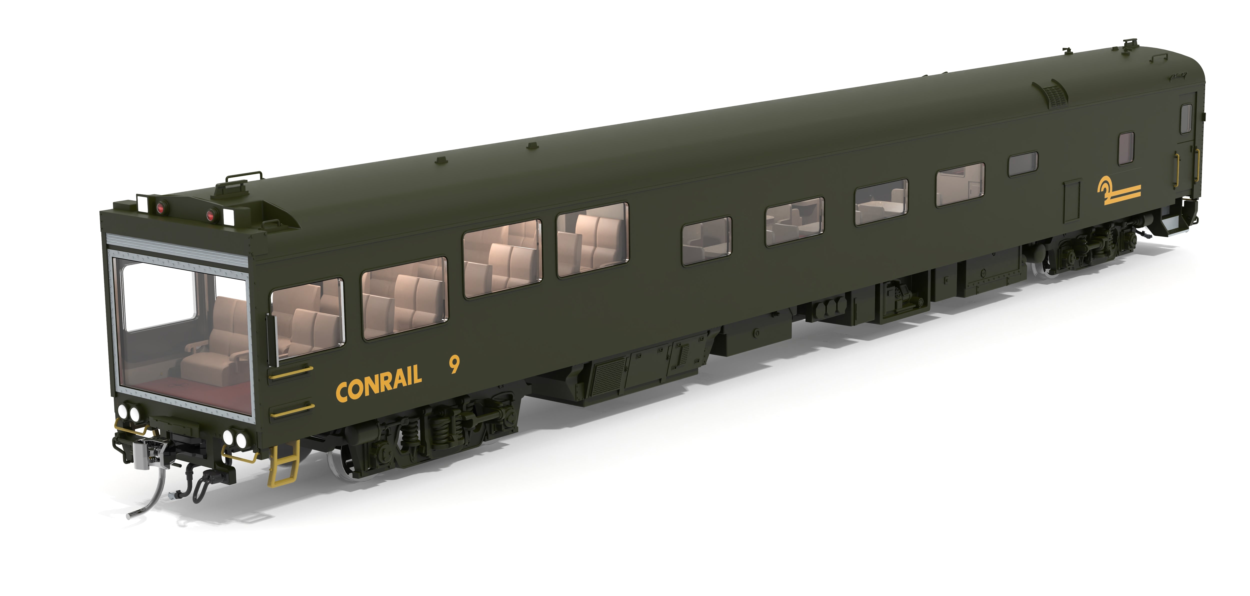 10172 Conrail Track Inspection Car, #9, Green & Yellow, 1992-1997 Appe