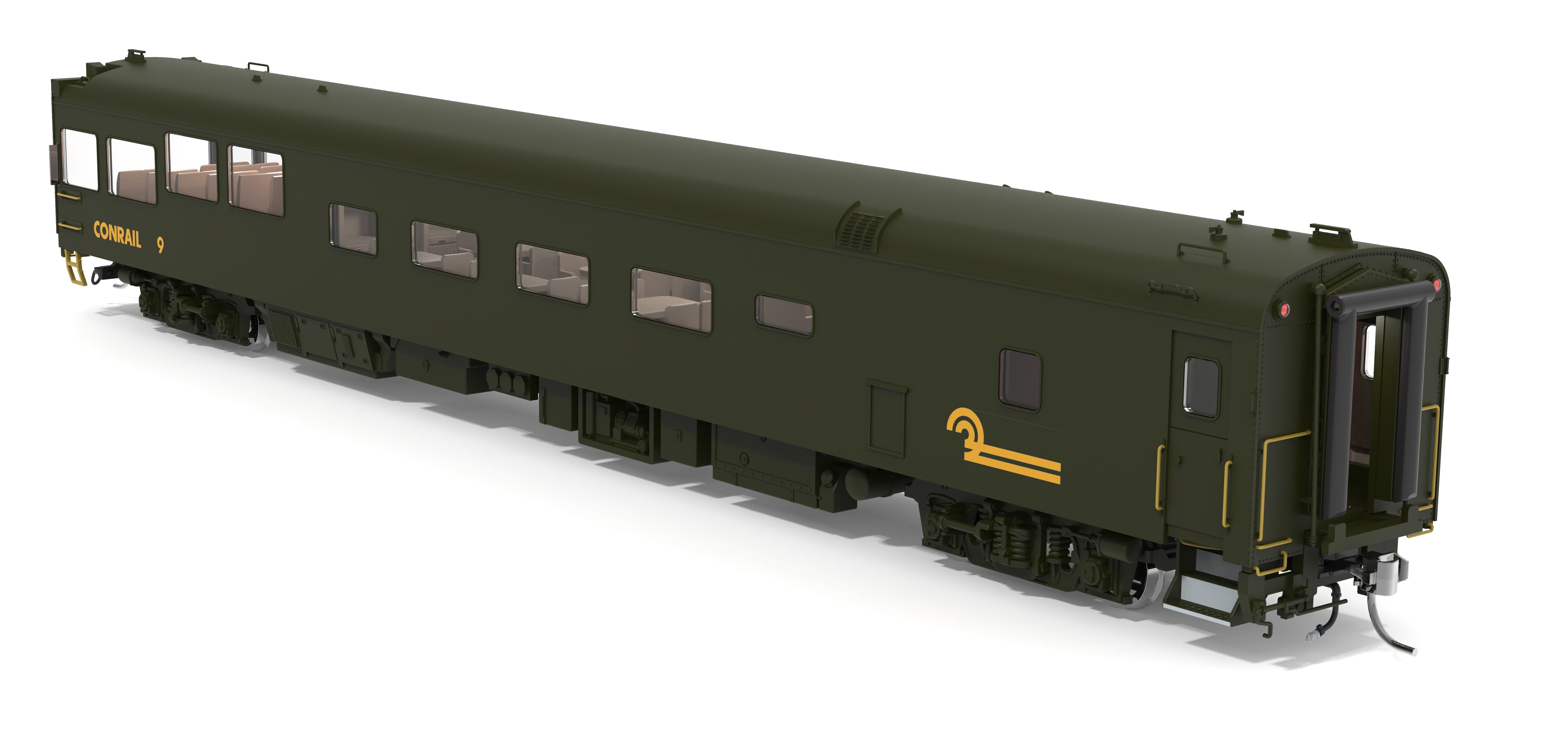 10172 Conrail Track Inspection Car, #9, Green & Yellow, 1992-1997 Appearance, HO