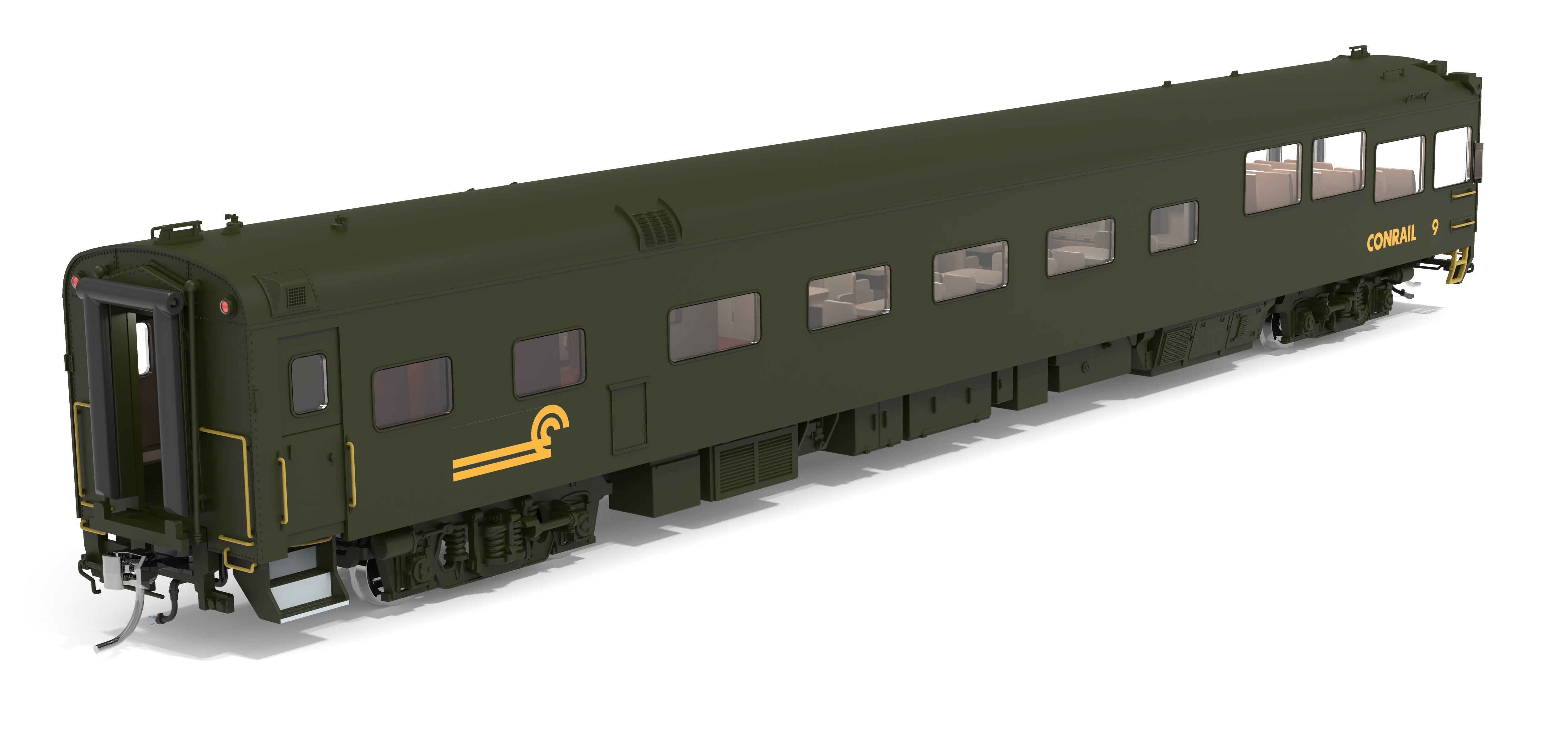 10172 Conrail Track Inspection Car, #9, Green & Yellow, 1992-1997 Appearance, HO