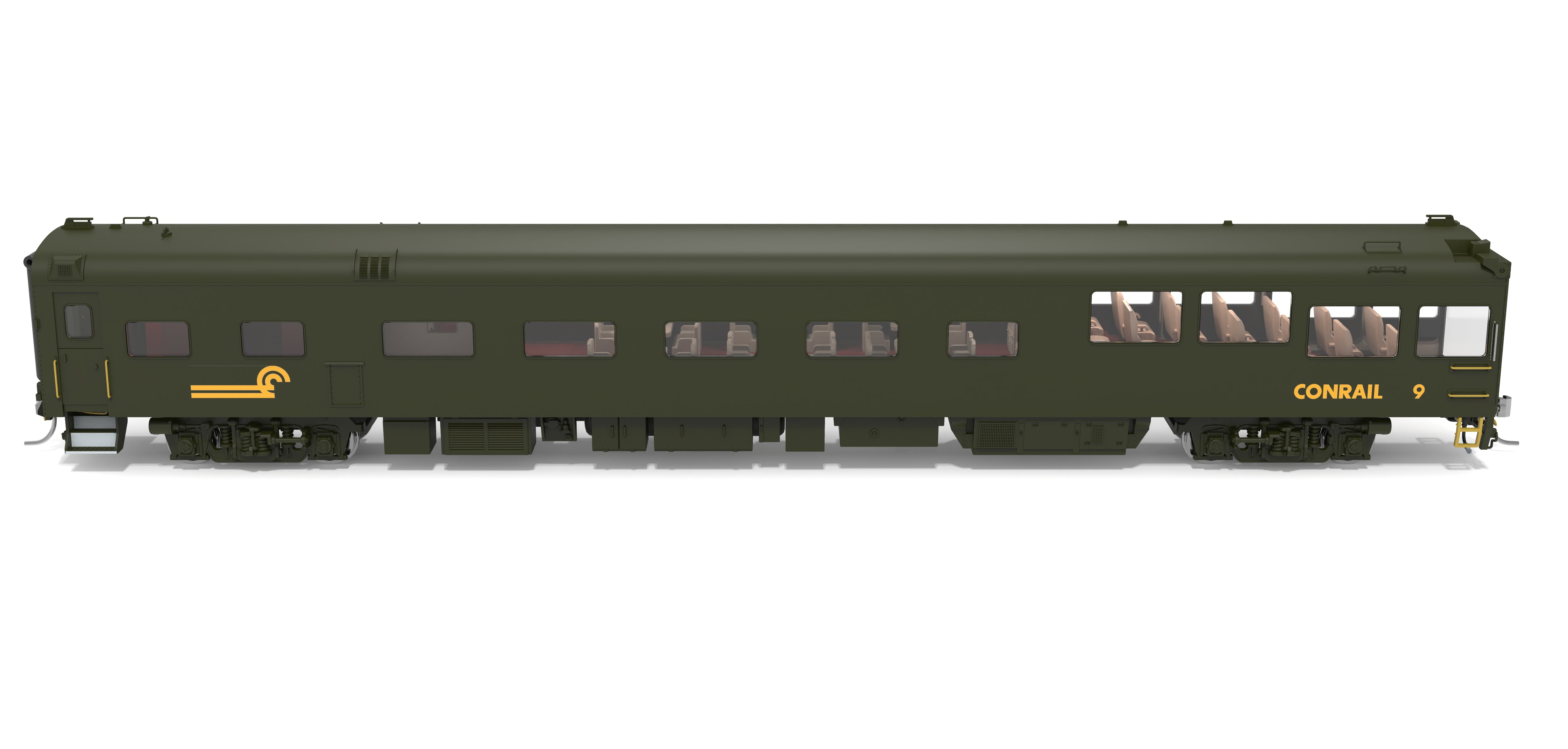 10172 Conrail Track Inspection Car, #9, Green & Yellow, 1992-1997 Appearance, HO