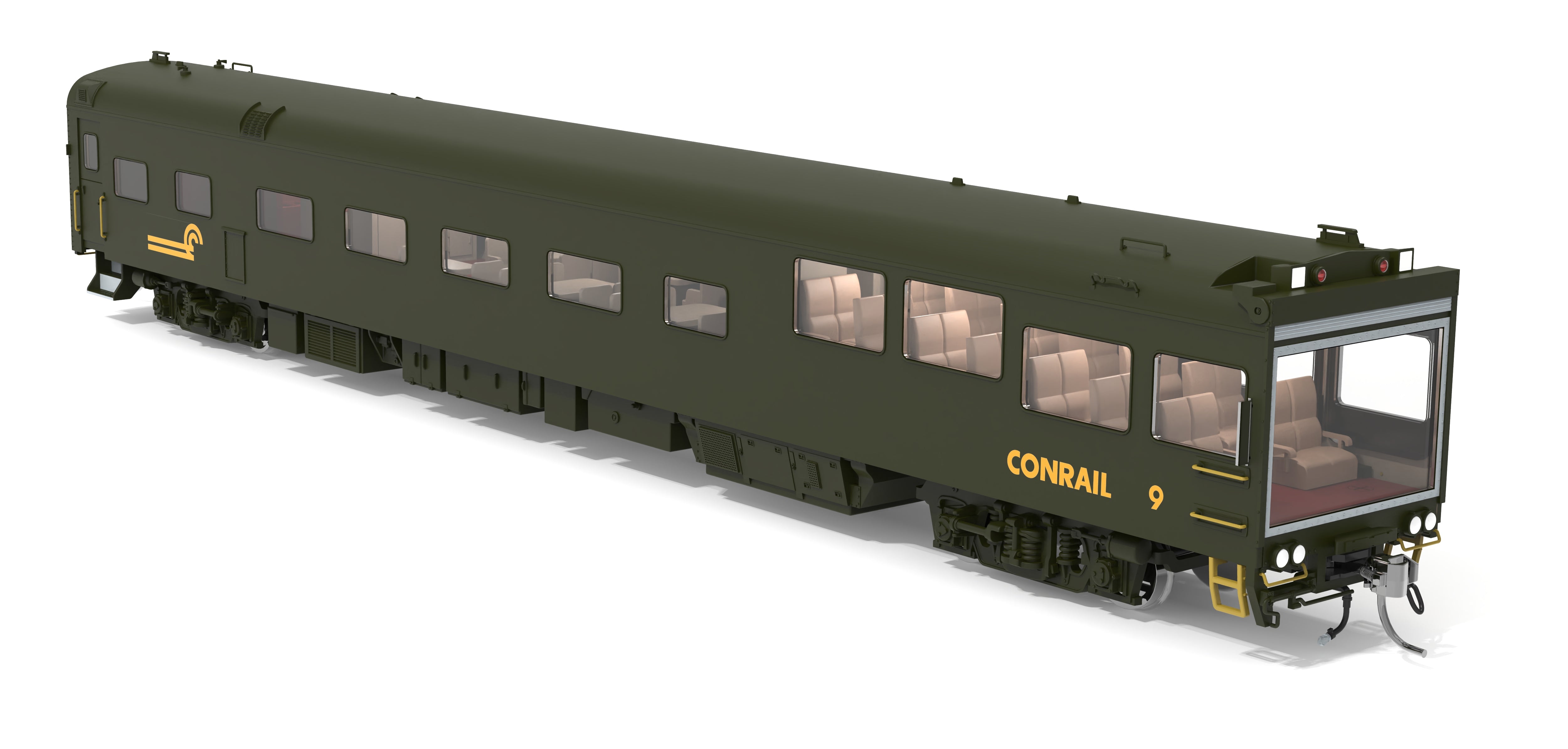10172 Conrail Track Inspection Car, #9, Green & Yellow, 1992-1997 Appe