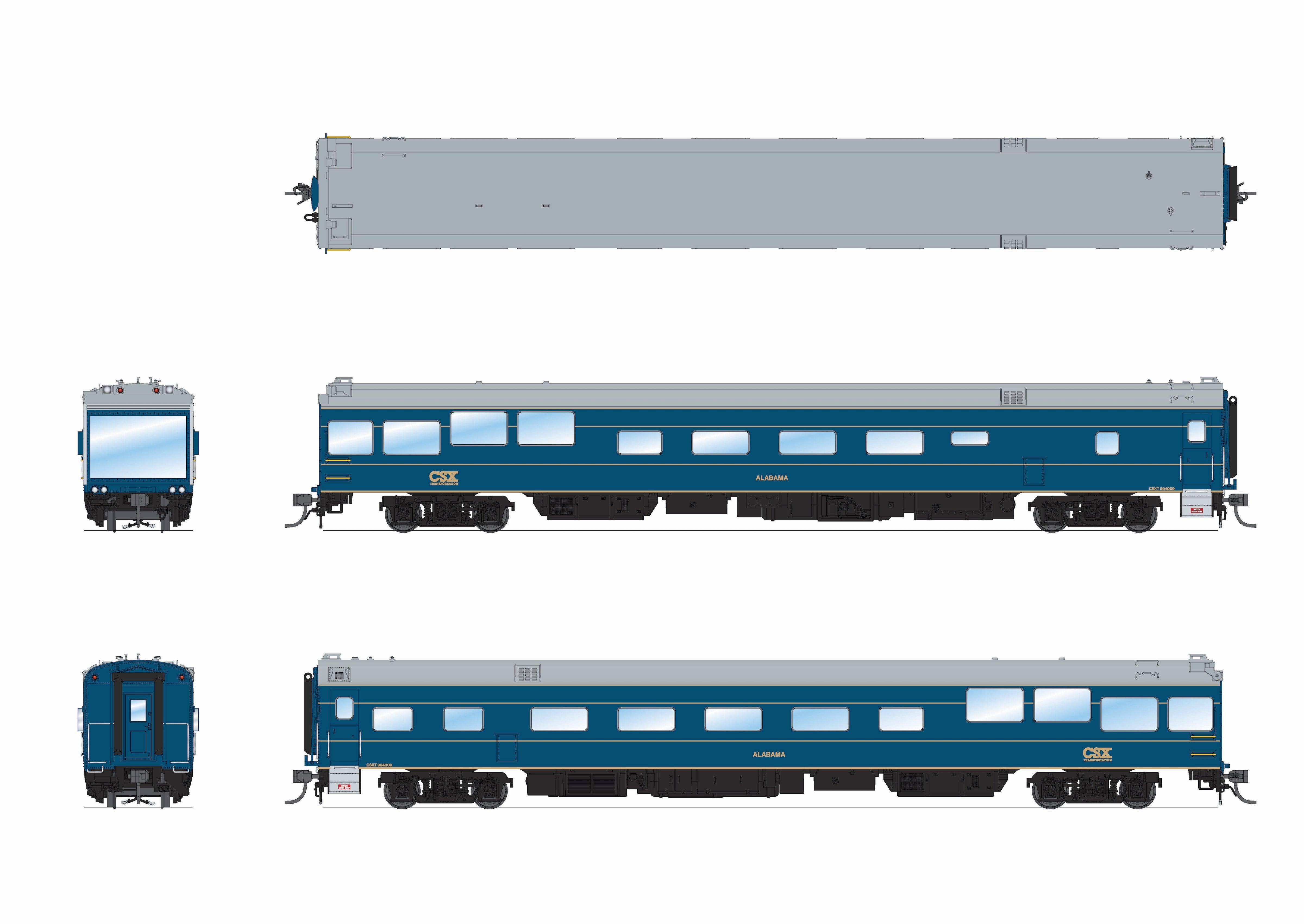 10174 CSX Track Inspection Car, #994009, "Alabama", 2006-2010 Appearance, HO