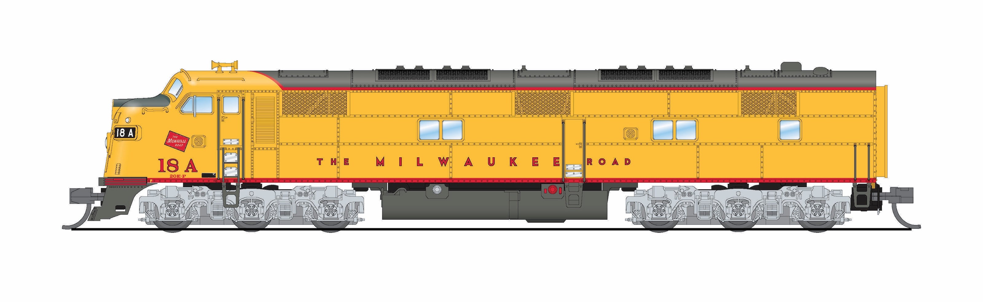 10223 EMD E7A, MILW 18B, Yellow & Gray Streamliner Scheme, No-Sound / DCC-Ready, N