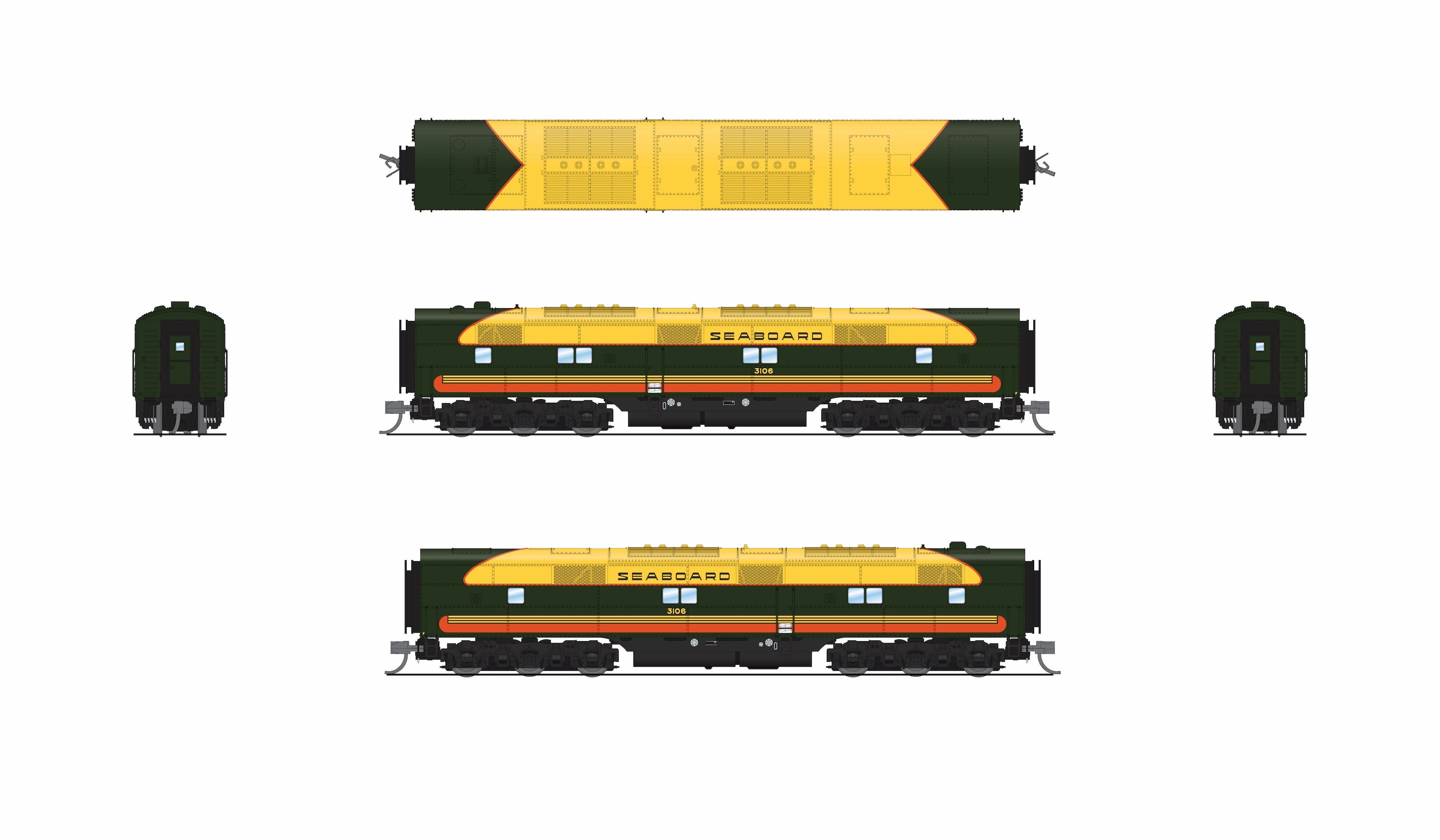 10230 EMD E7 A/B Set, SAL 3022 / 3106, Citrus Scheme, A-unit No-Sound / DCC-Ready, Unpowered B, N
